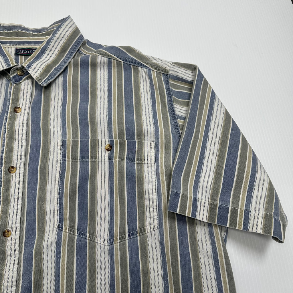 Vintage Private Club Striped Short Sleeve Button Up Shirt 2XL