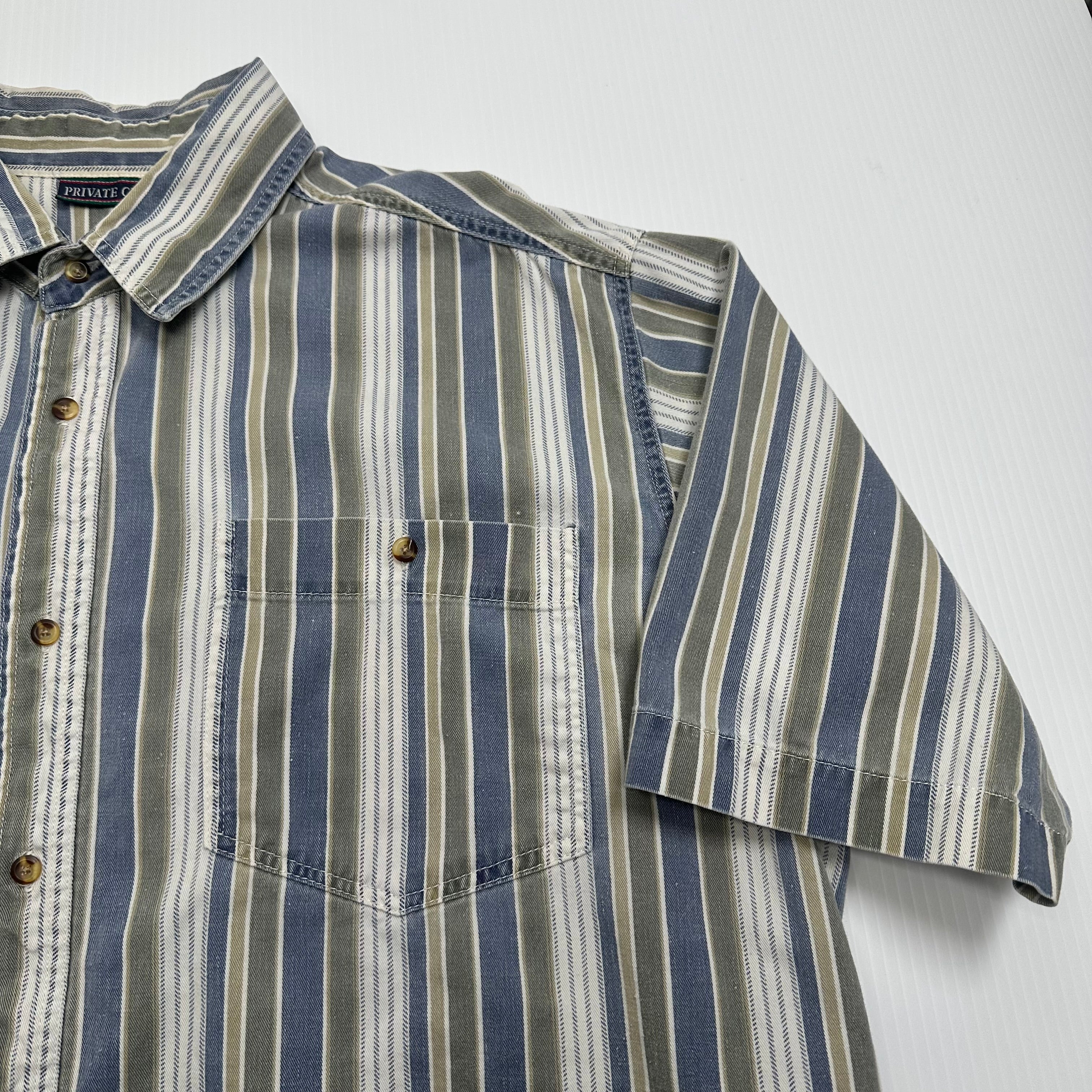 Vintage Private Club Striped Short Sleeve Button Up Shirt 2XL