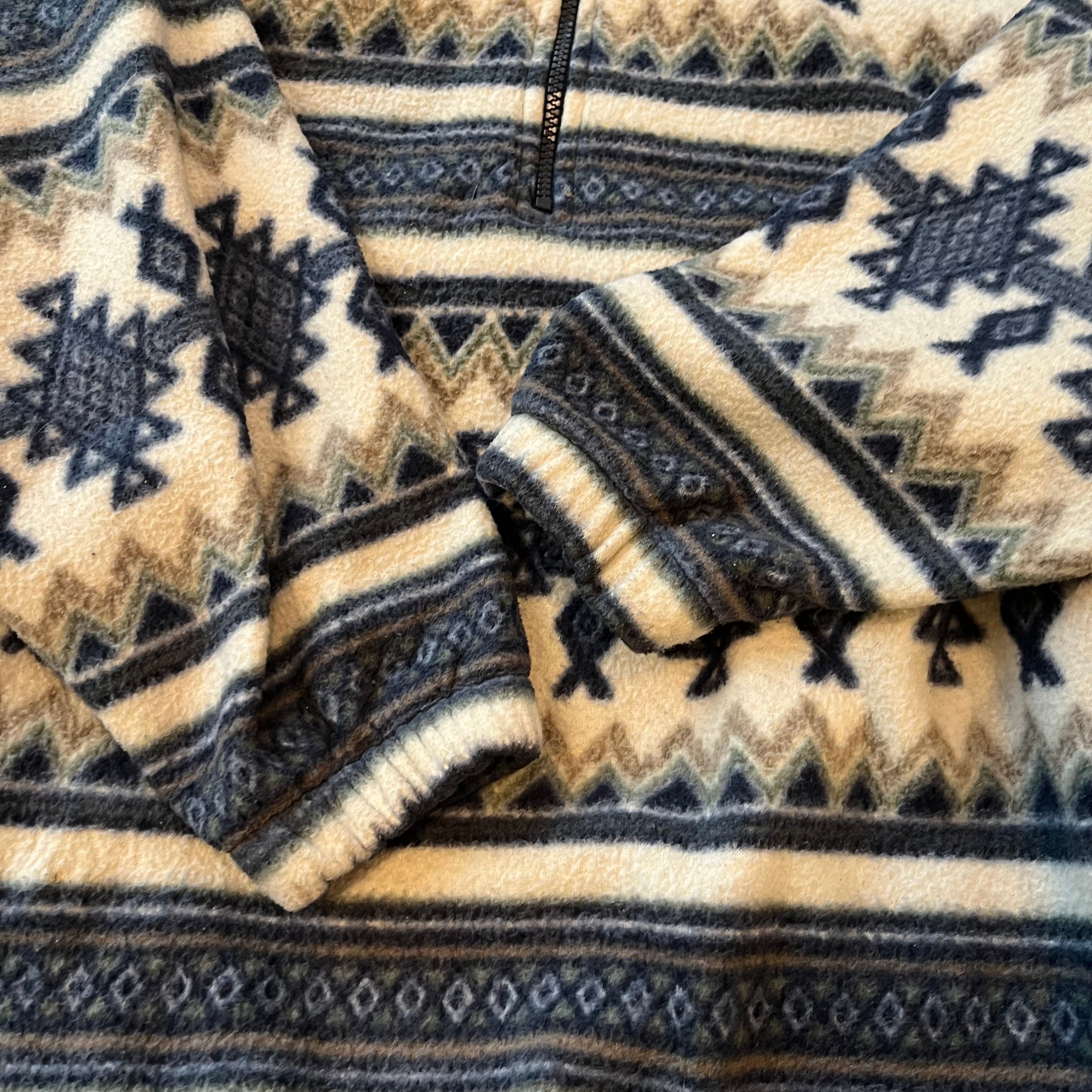 Vintage Pattern 1/4 Zip Fleece Pullover XL