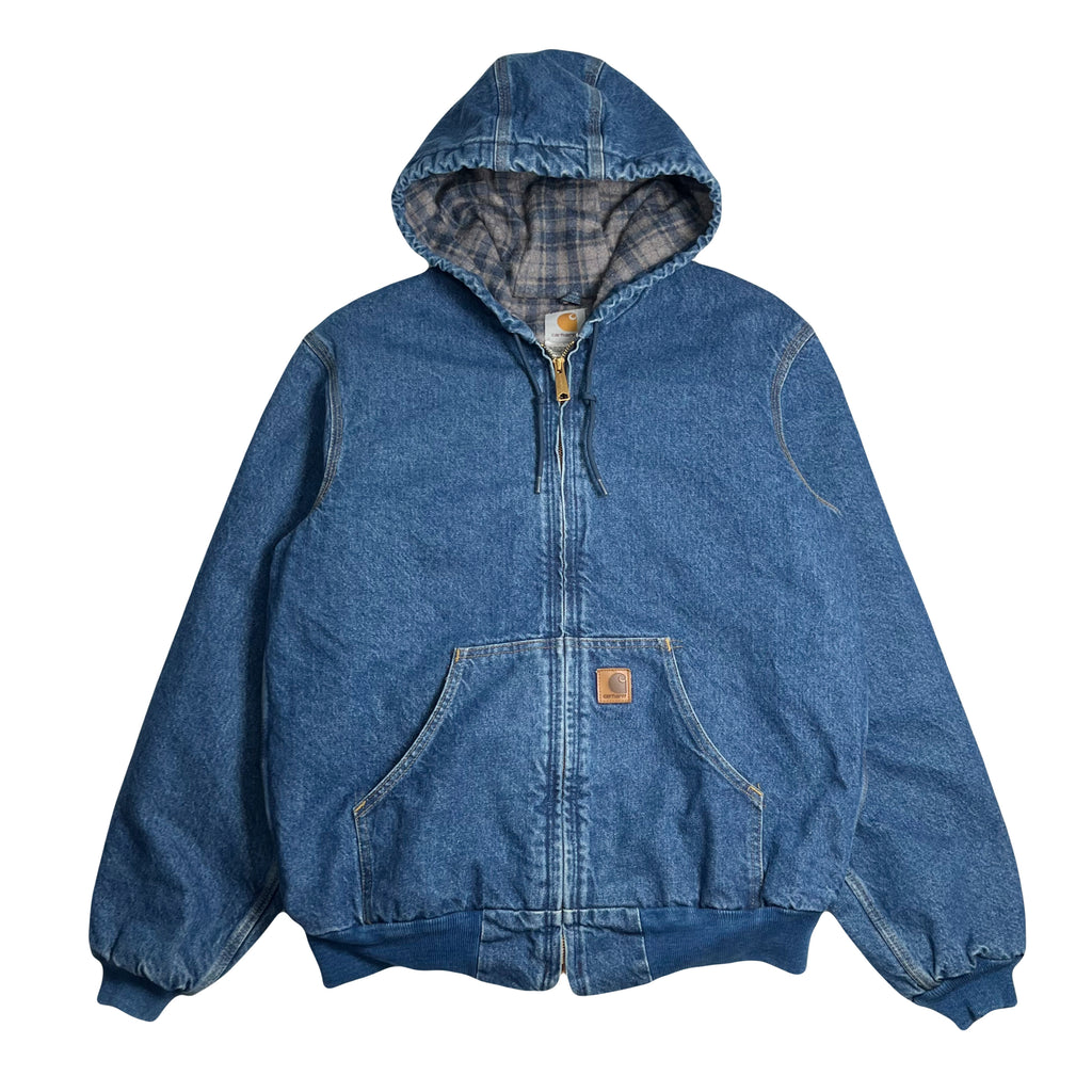 Vintage Carhartt J139 DST Blanket Lined Denim Hooded Jacket M