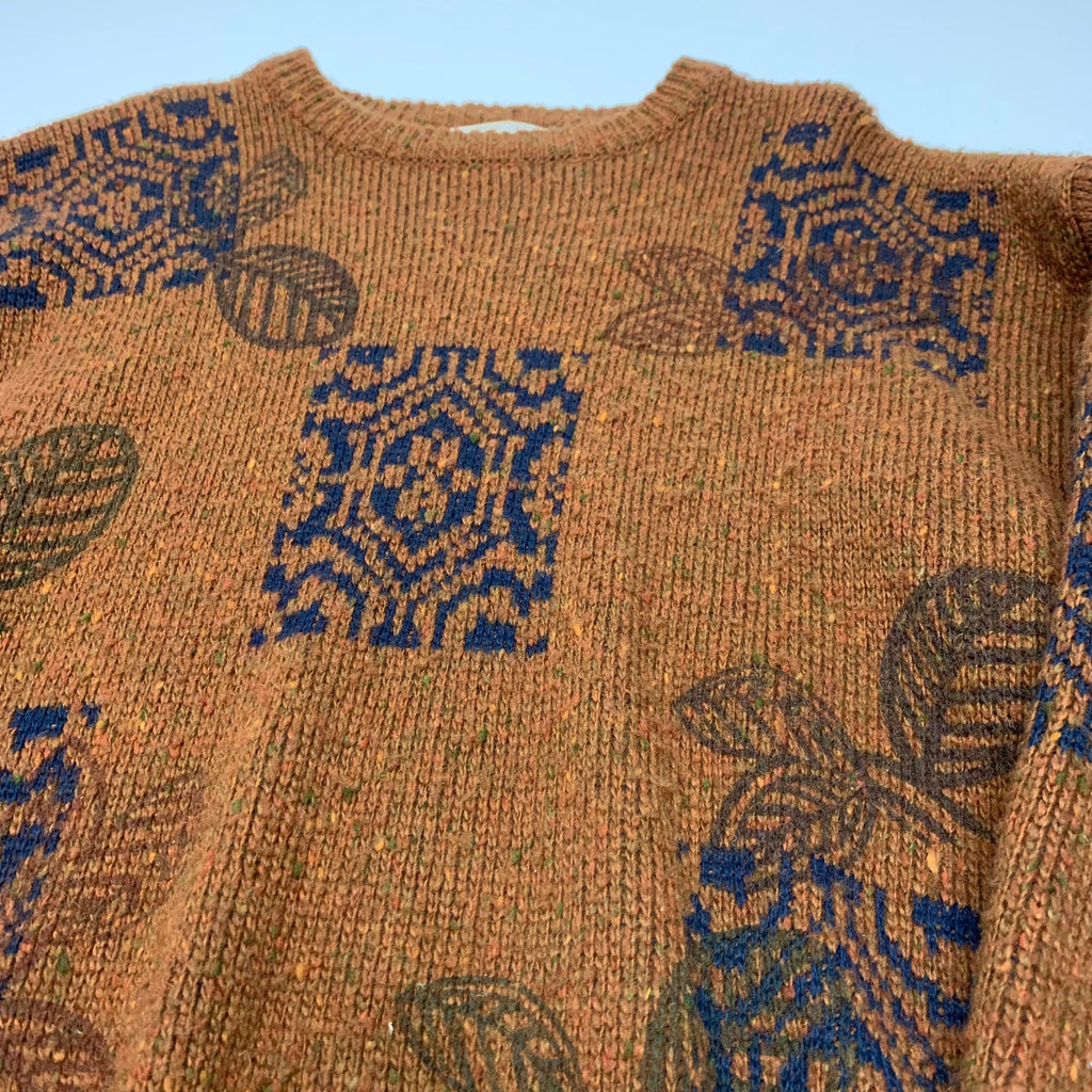 Vintage Focus Leaf Patterned Knit S