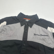 Load image into Gallery viewer, Harley Davidson Text Logo Short Sleeve Button Up Shirt XL
