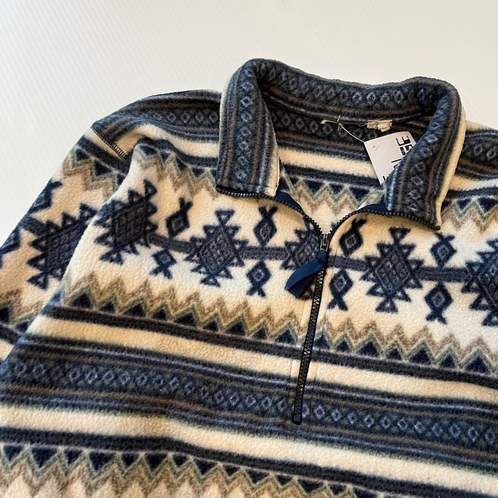 Vintage Pattern 1/4 Zip Fleece Pullover XL