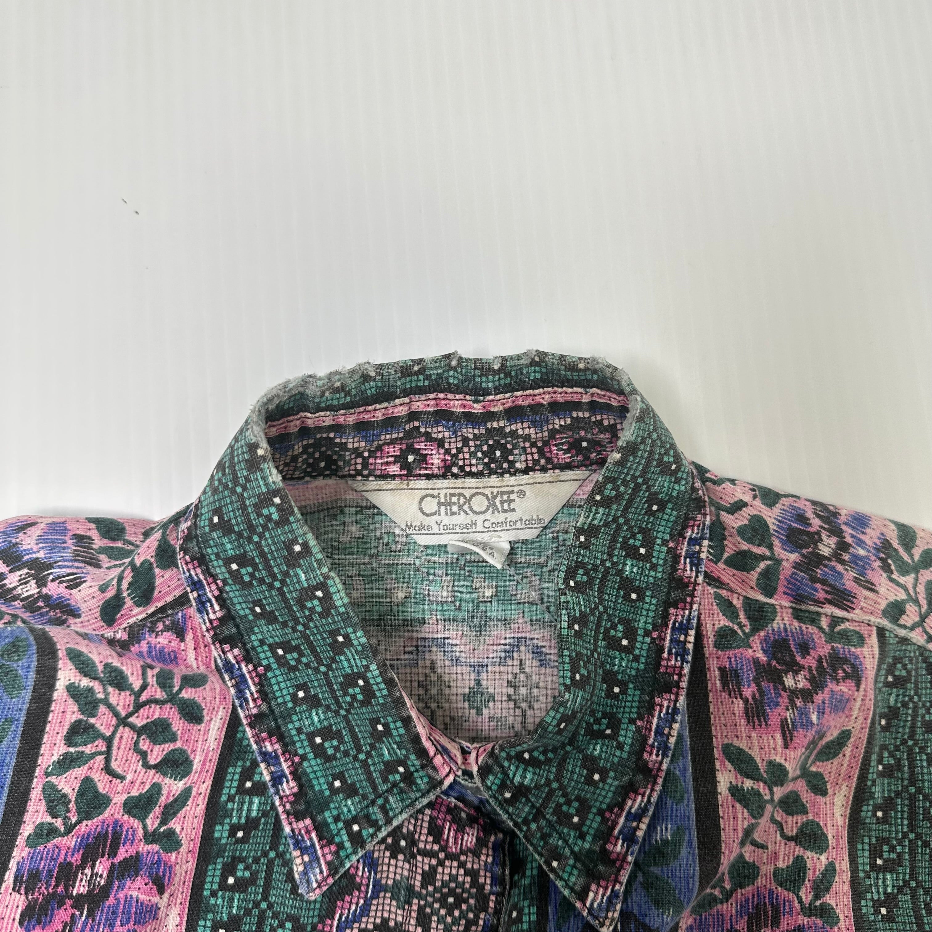 Vintage Cherokee Floral Pattern Button Up Shirt M