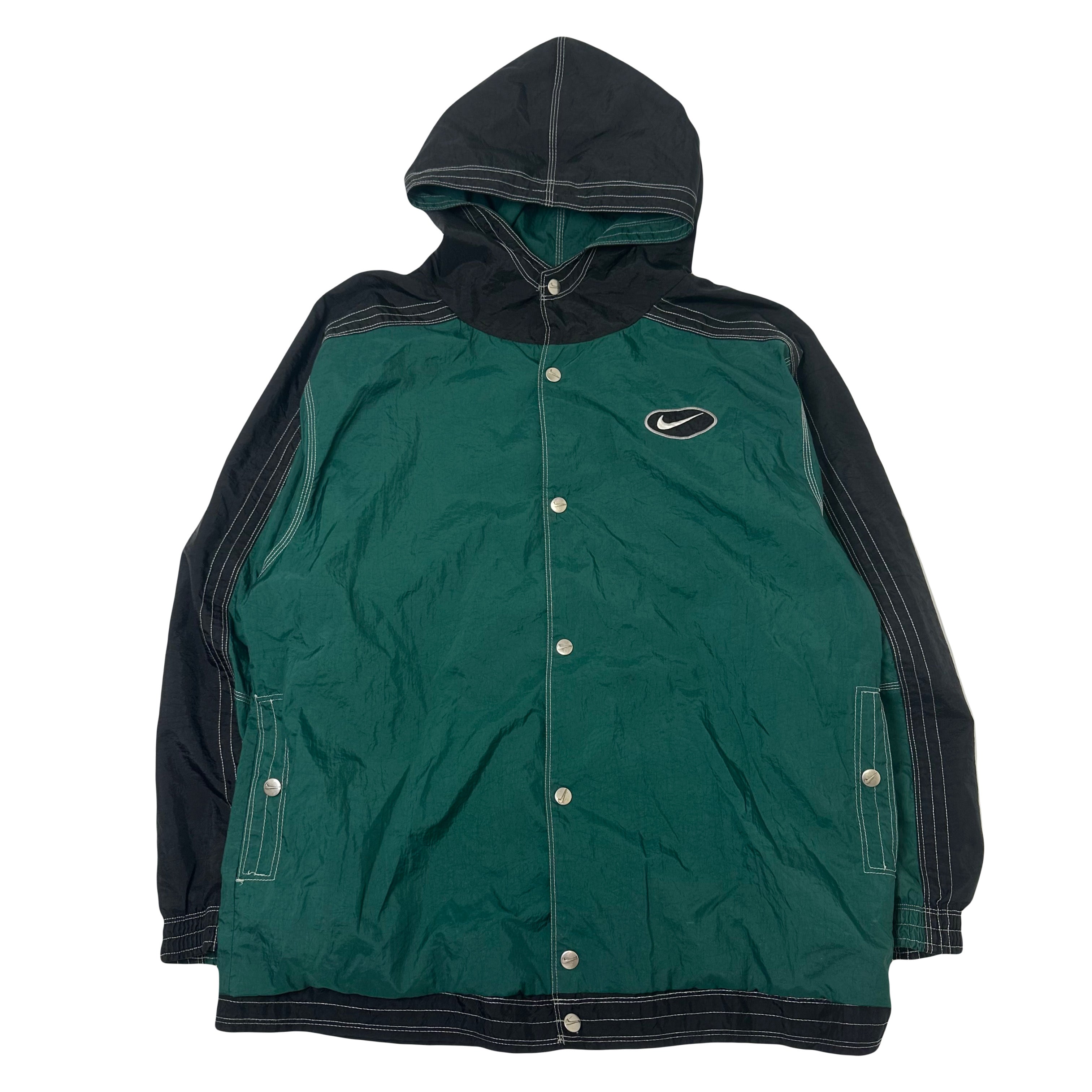 Vintage Nike Big Swoosh Button Up Windbreaker Jacket L
