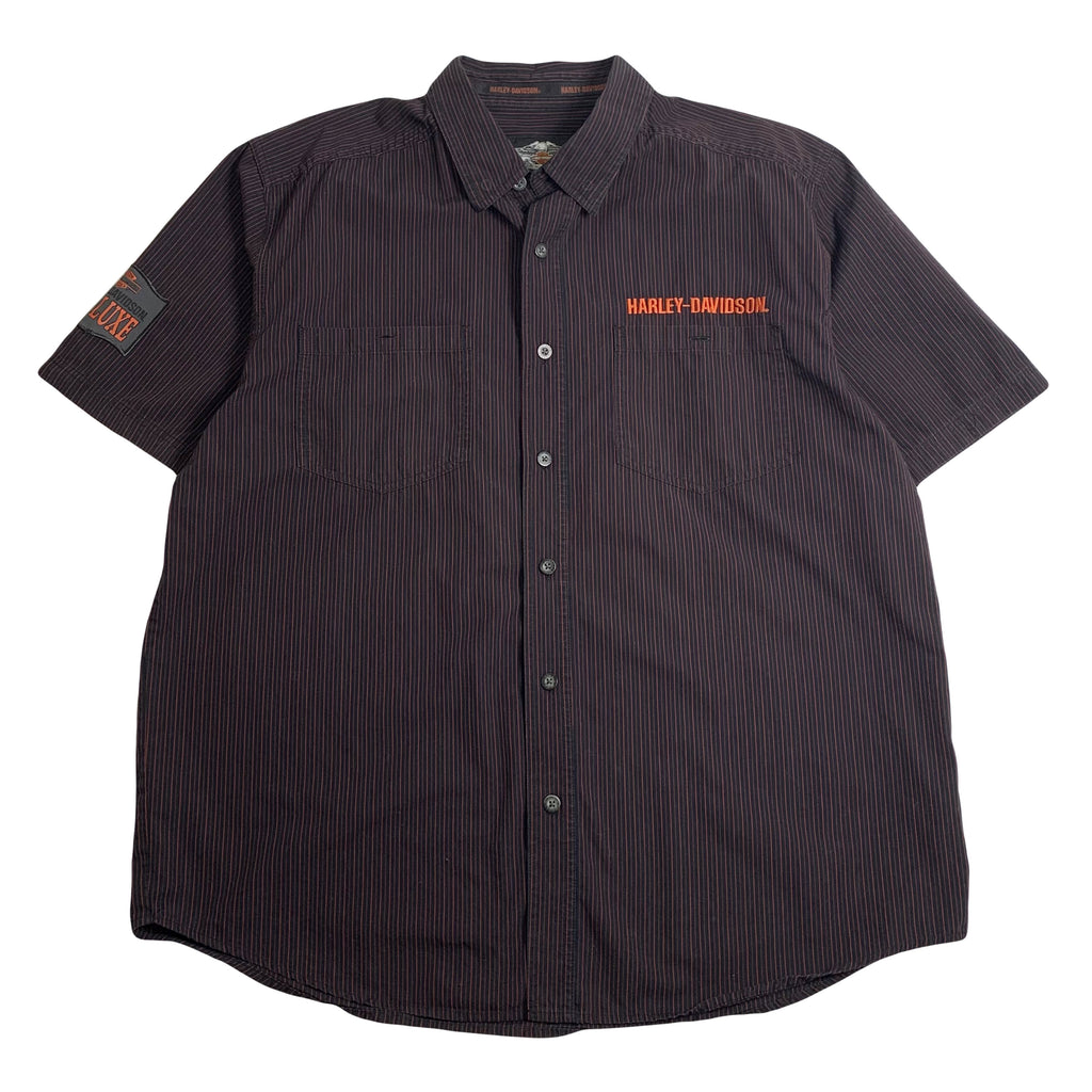Harley Davidson Pre-Luxe Striped Short Sleeve Button Up Shirt XL