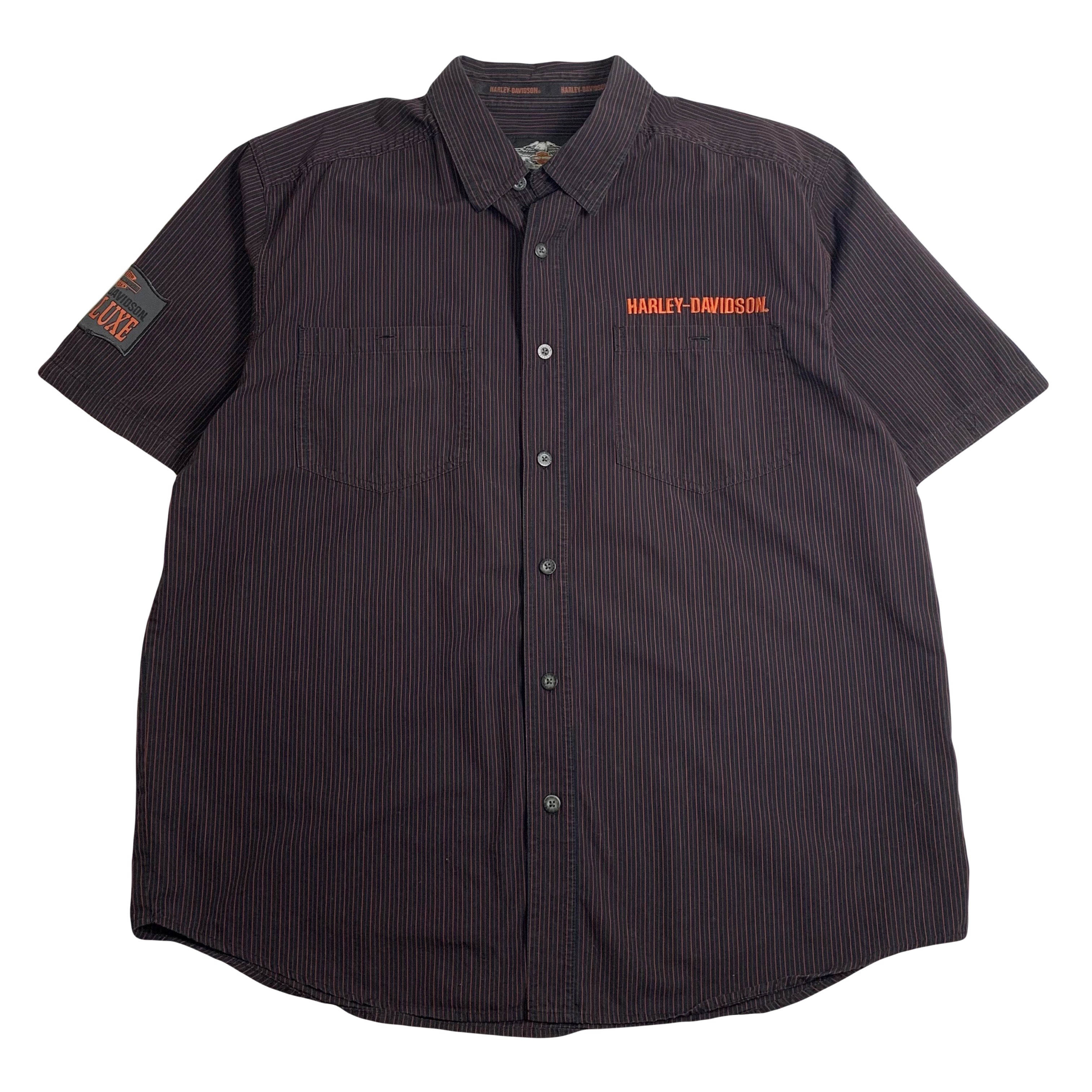 Harley Davidson Pre-Luxe Striped Short Sleeve Button Up Shirt XL