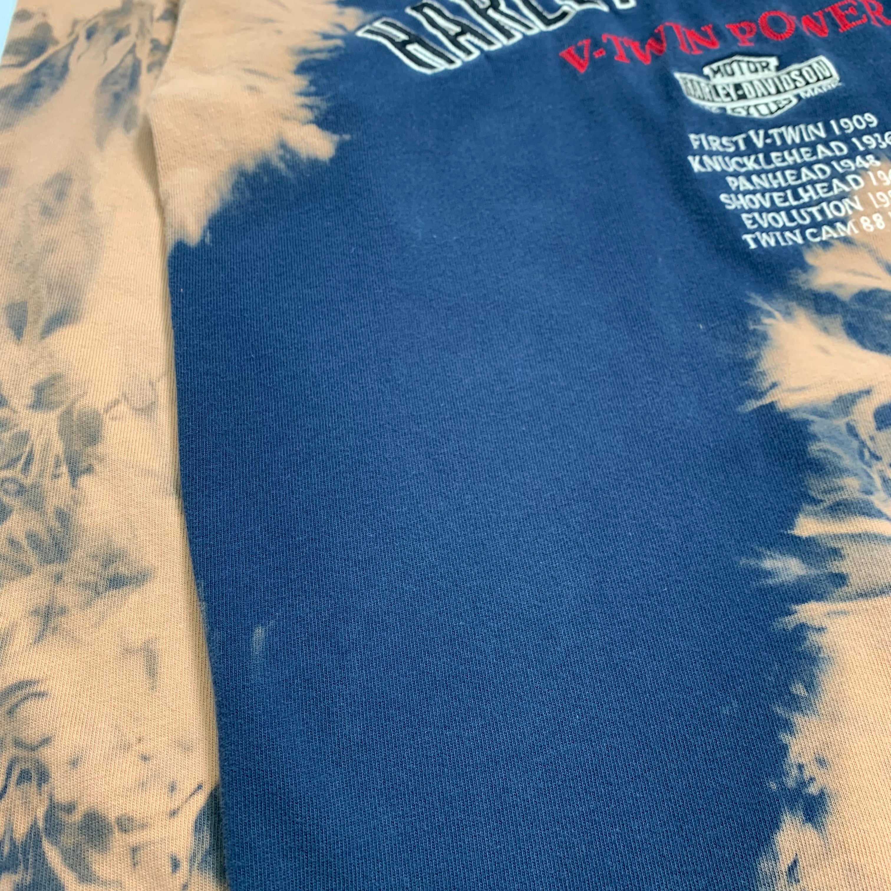 Harley Davidson Bleach Dyed V-Twin Power Henley LS M