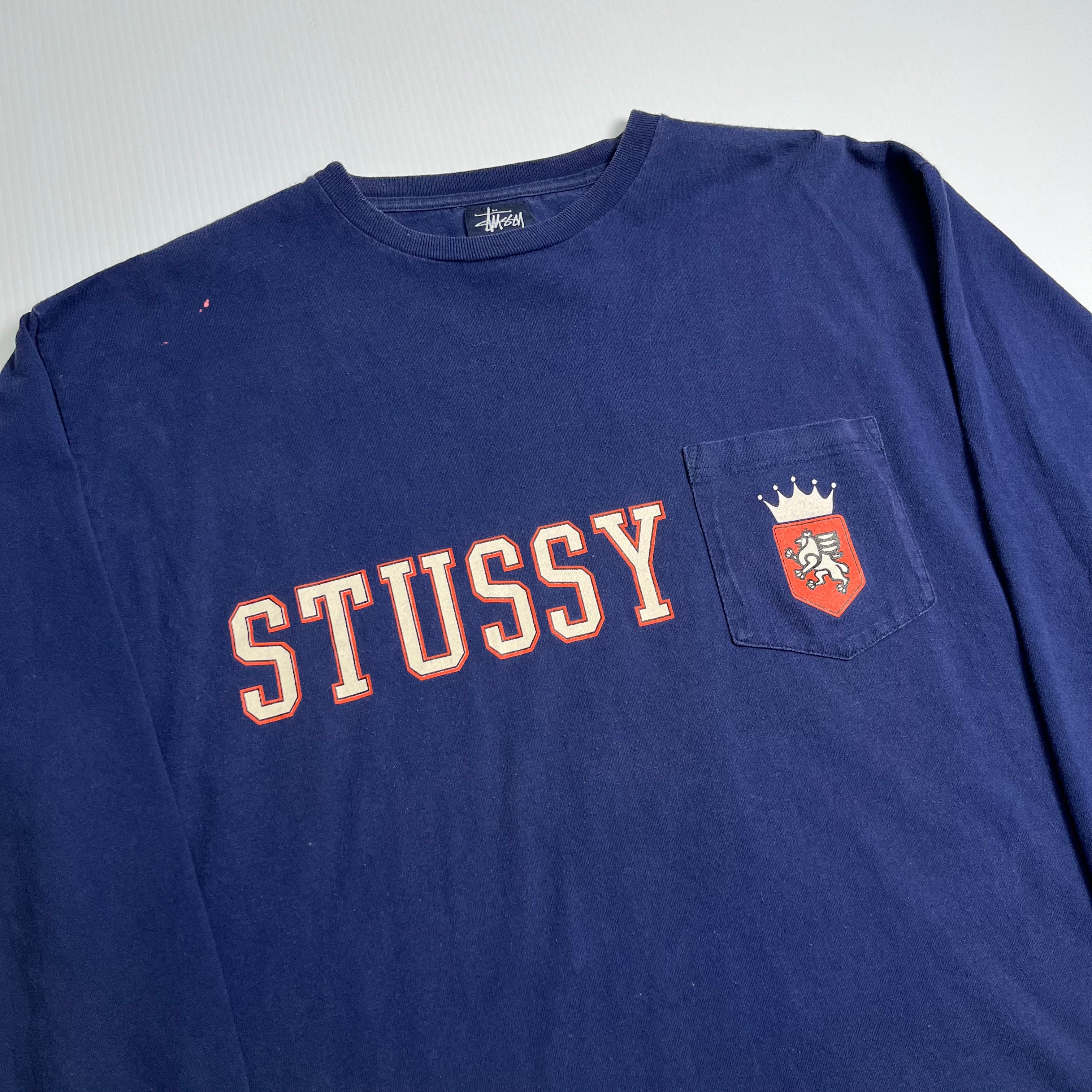 90s Stussy Lion Crest Pocket Longsleeve XL