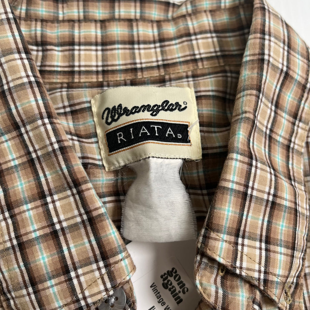 Vintage Wrangler Riata Plaid Short Sleeve Button Up Shirt XL