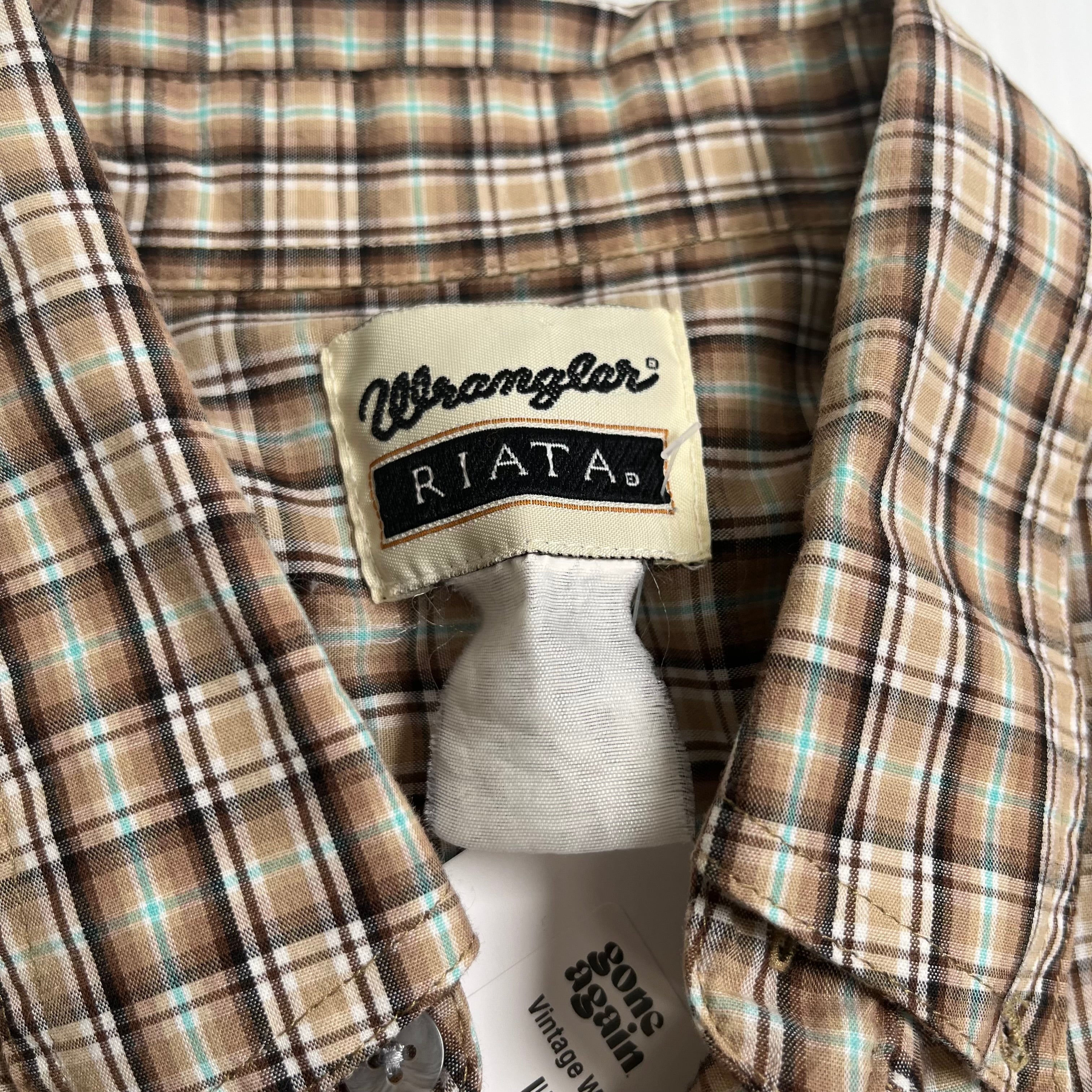 Vintage Wrangler Riata Plaid Short Sleeve Button Up Shirt XL