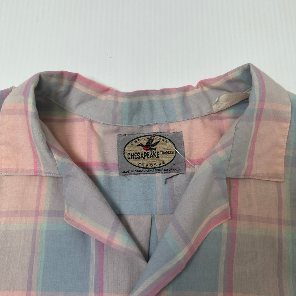 Vintage Chesapeake Pastel Plaid Short Sleeve Button Up XL