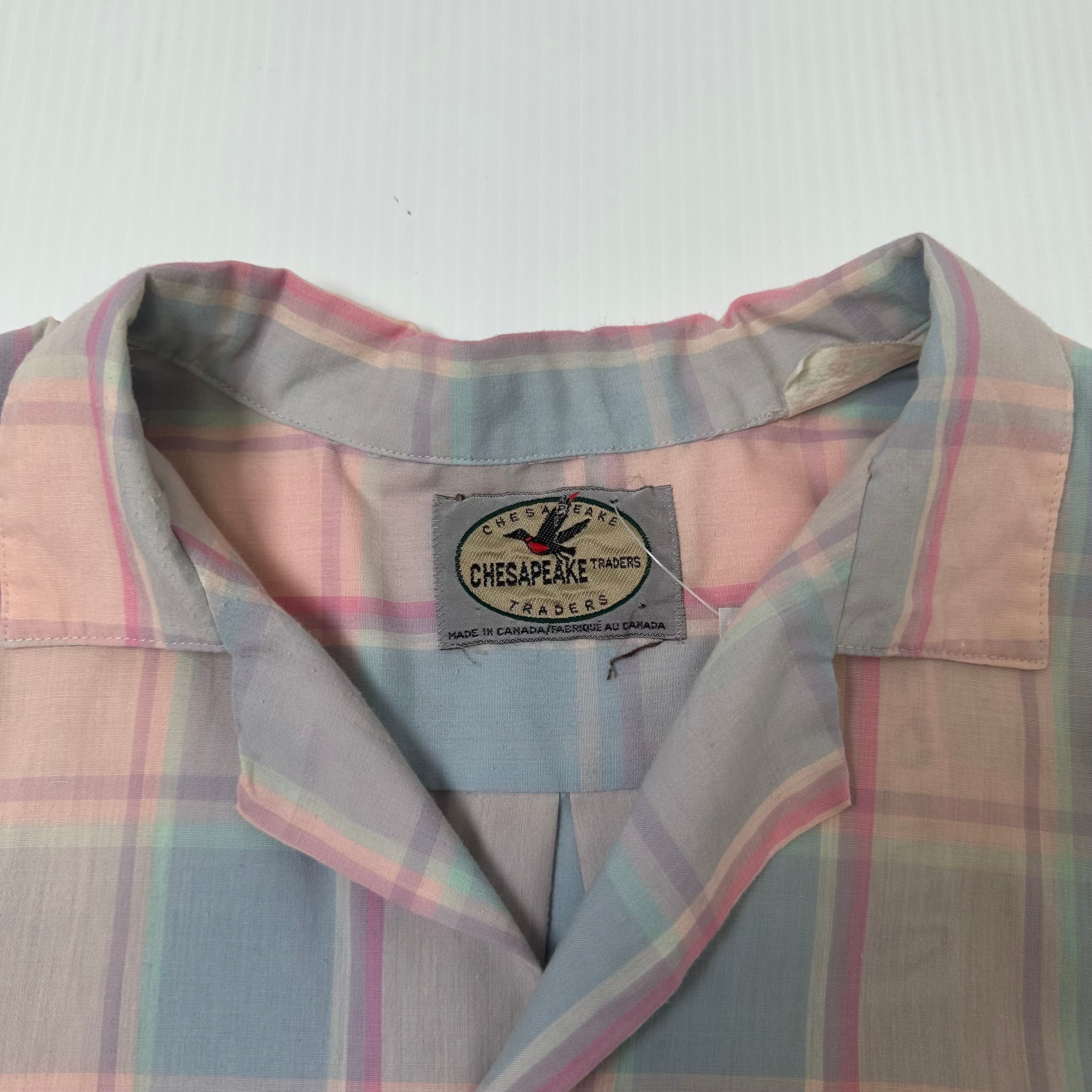 Vintage Chesapeake Pastel Plaid Short Sleeve Button Up XL