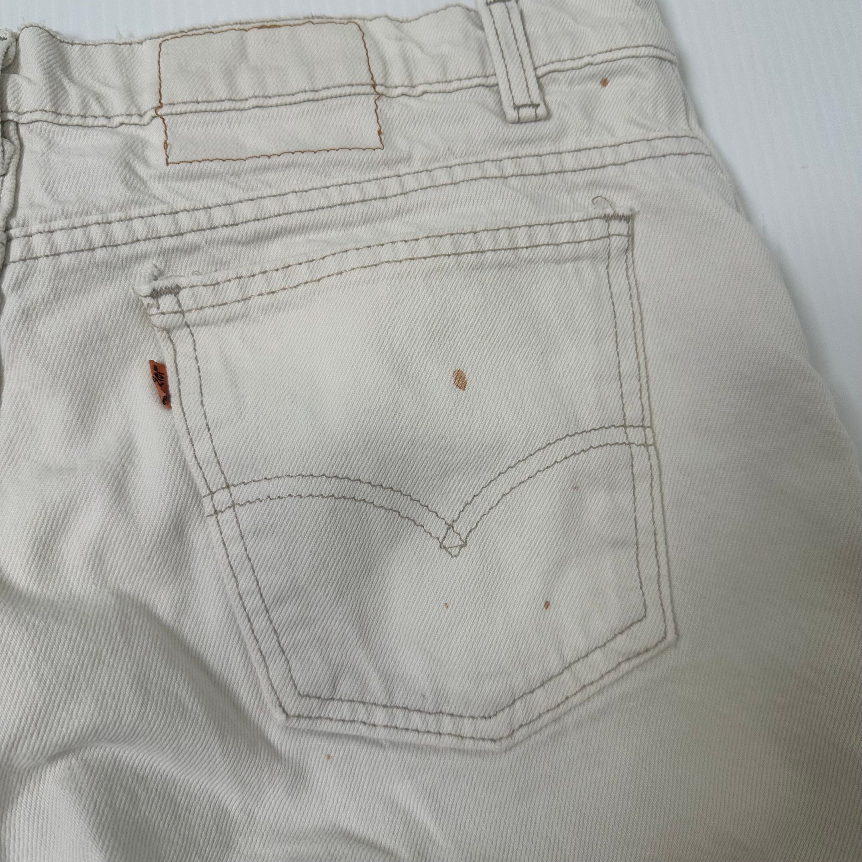 Vintage Levi's Orange Tab Faded White Denim Shorts 36