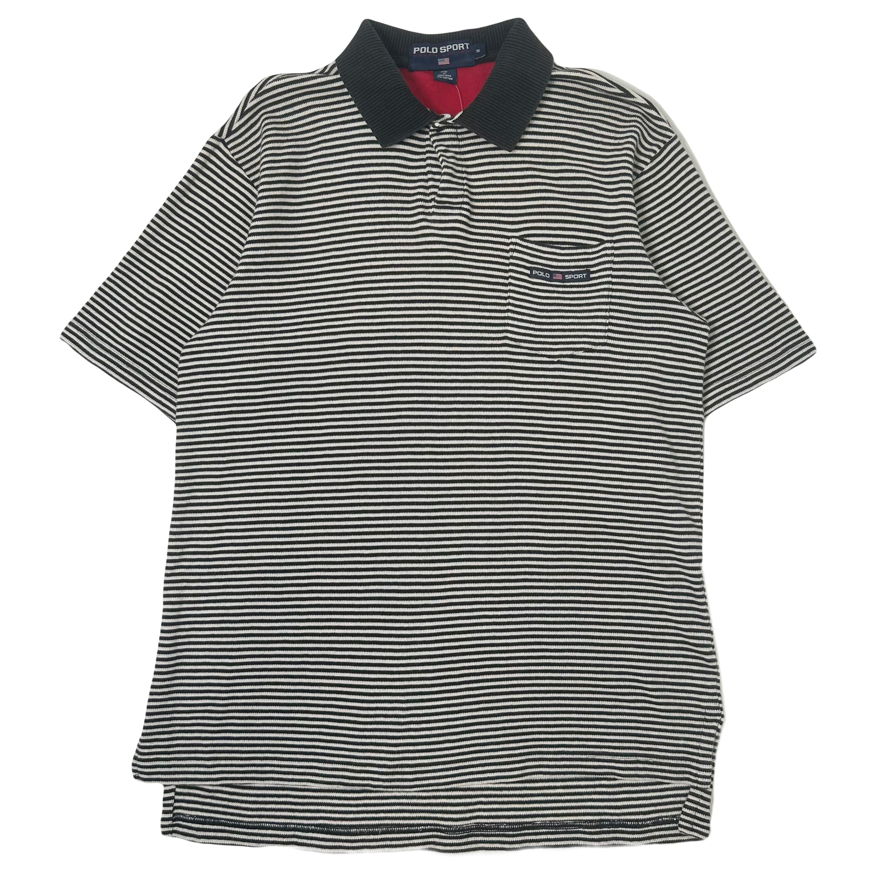 Vintage Polo Sport Striped Pocket Polo Shirt M