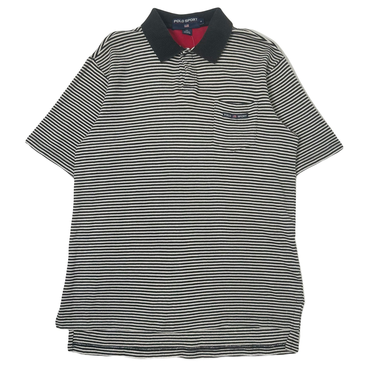 Vintage Polo Sport Striped Pocket Polo Shirt M