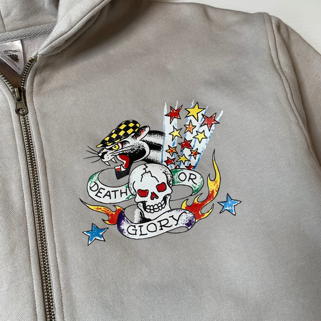 Y2K Ed Hardy Death Or Glory Zip Hoodie XL