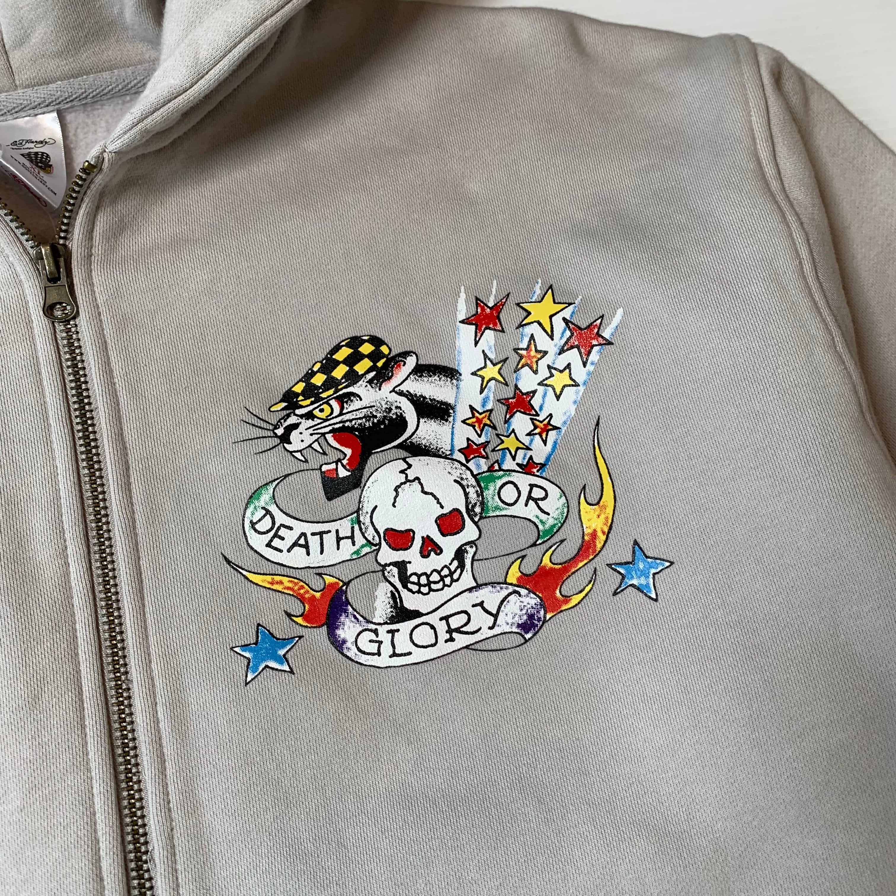 Y2K Ed Hardy Death Or Glory Zip Hoodie XL