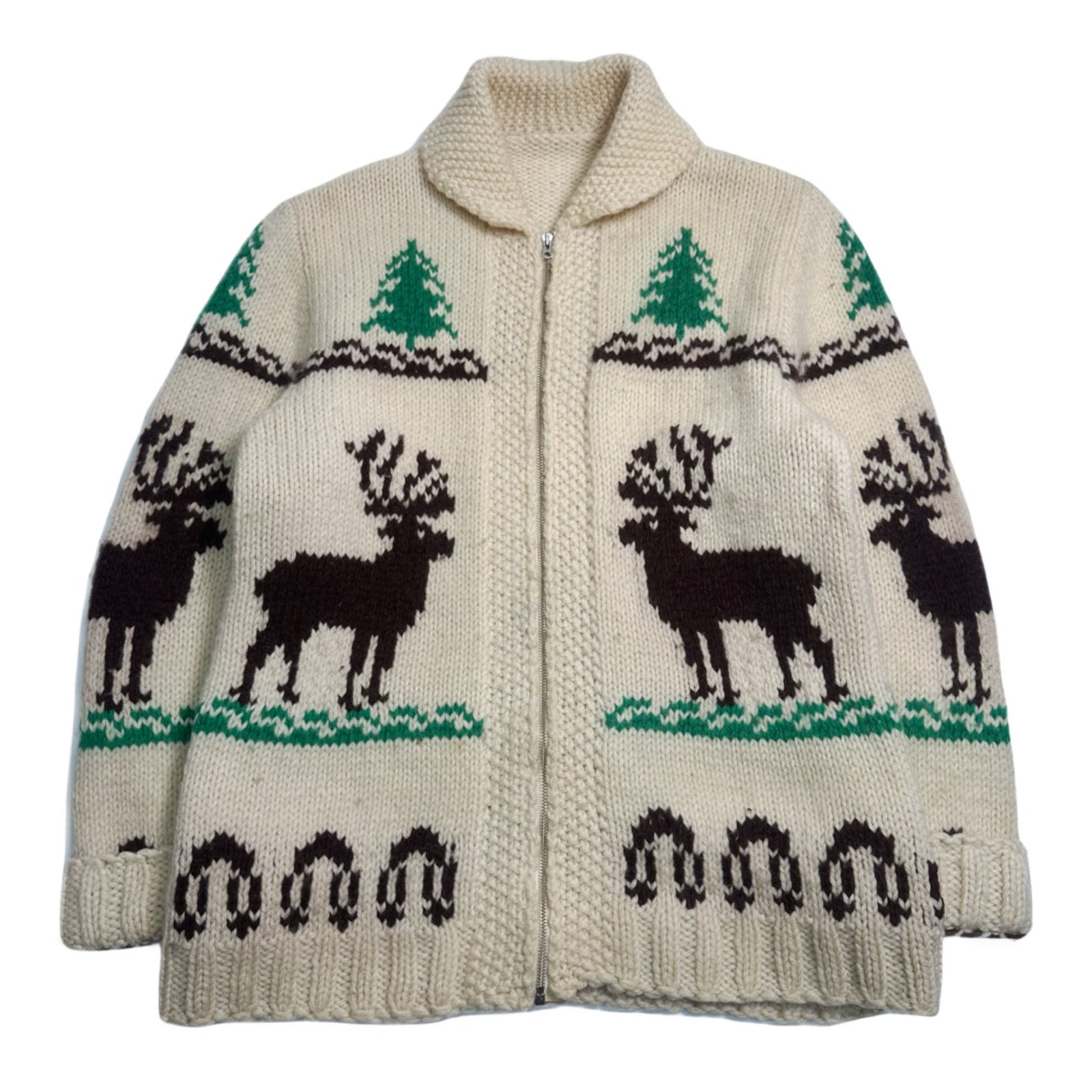 Vintage Cowichan Knit Elk Sweater XL