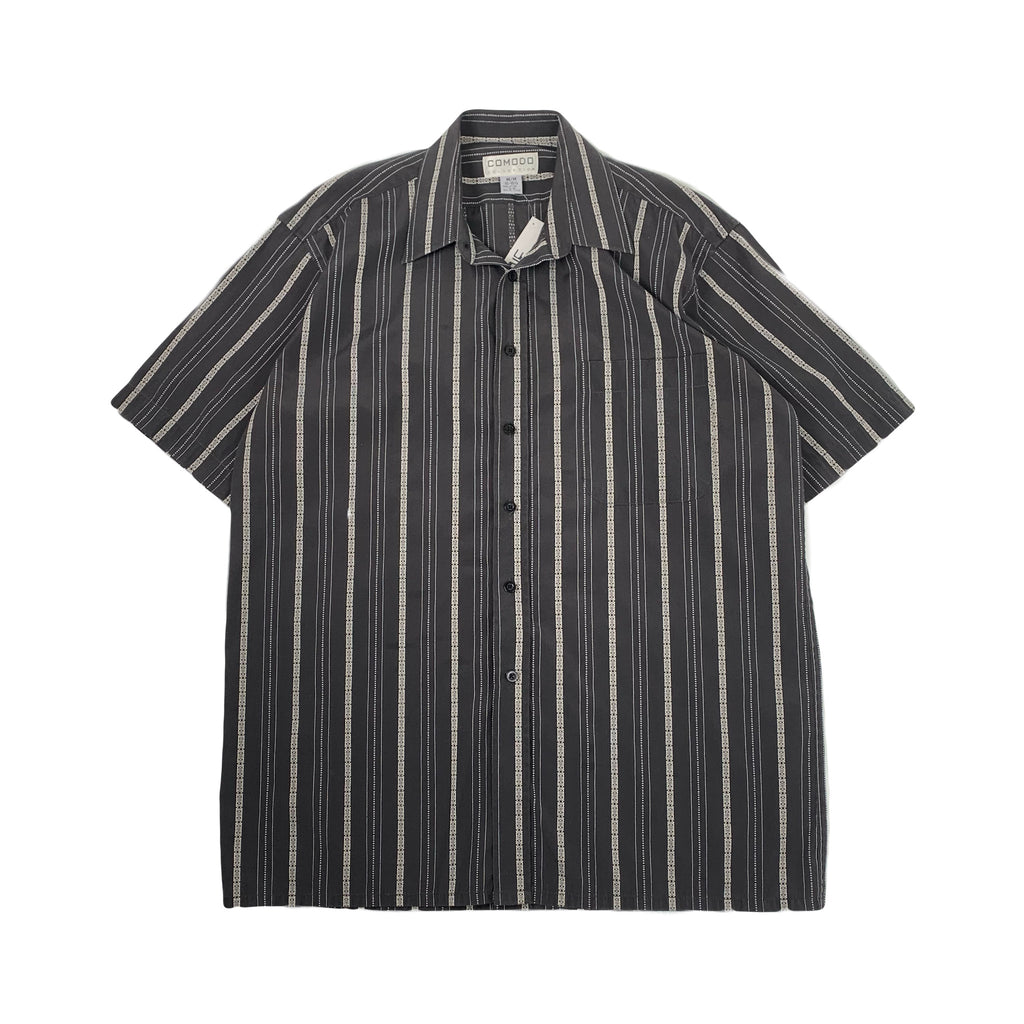 Y2K Comodo Collection Striped Short Sleeve Button Up M