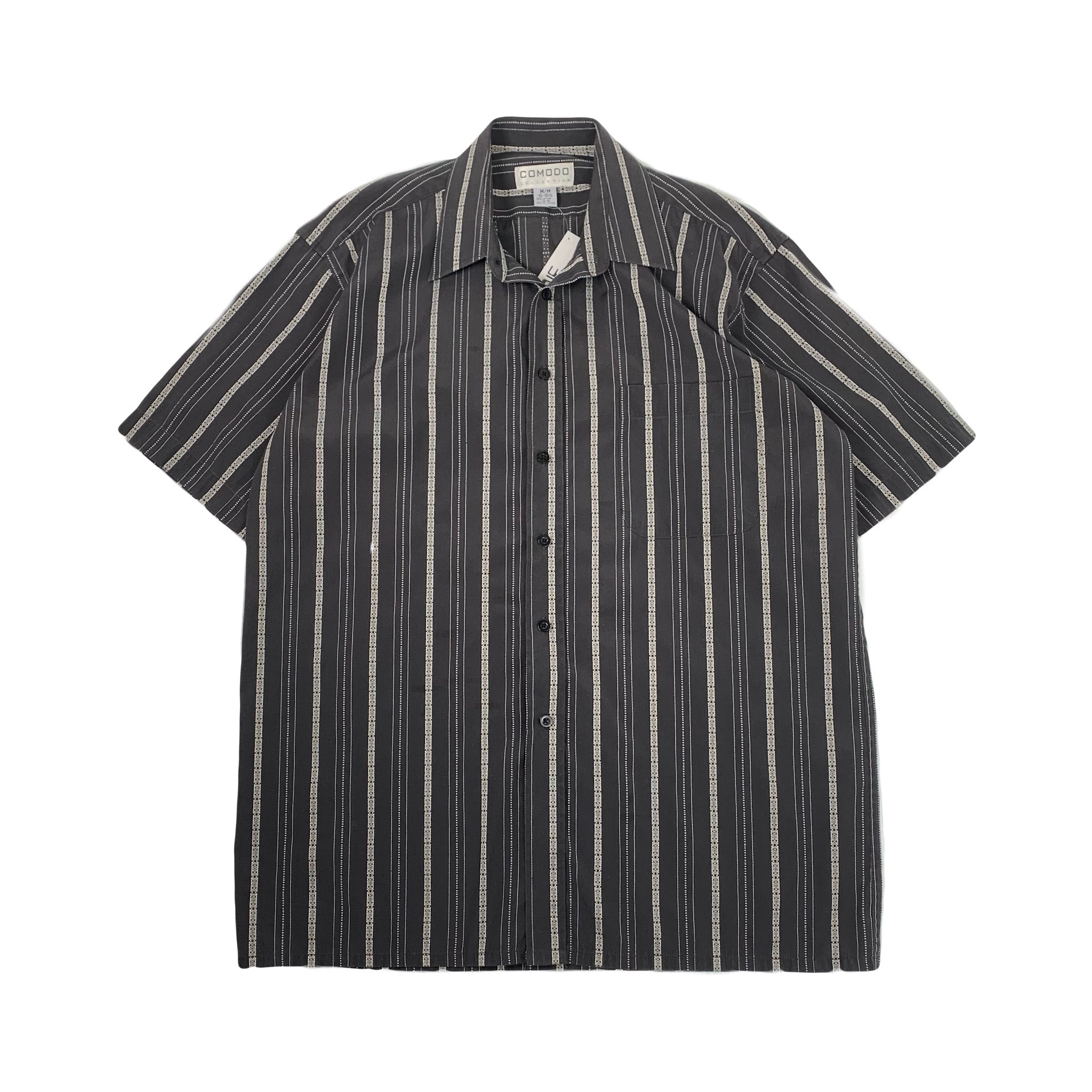 Y2K Comodo Collection Striped Short Sleeve Button Up M