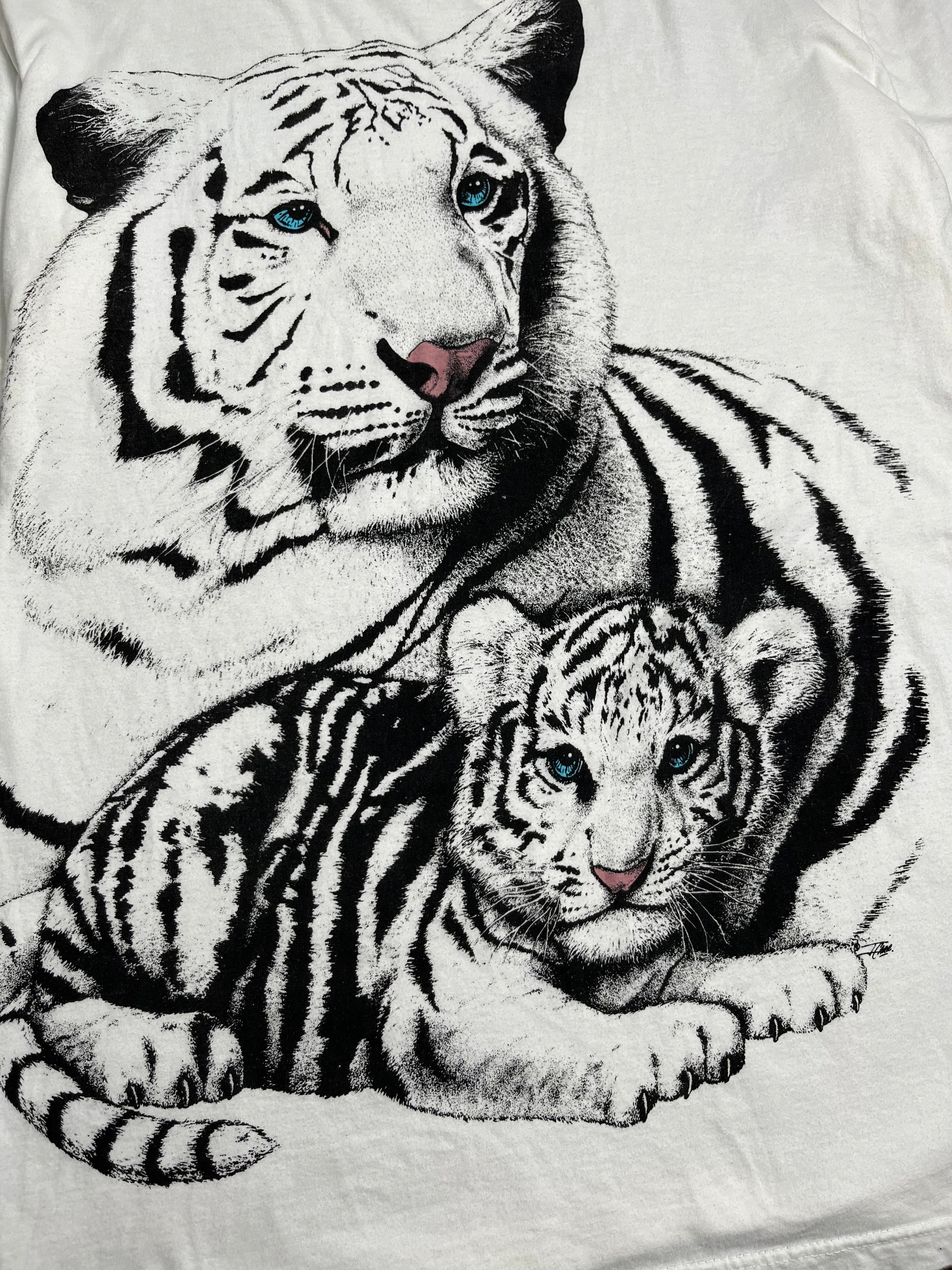 Vintage White Tiger Graphic Tee XL