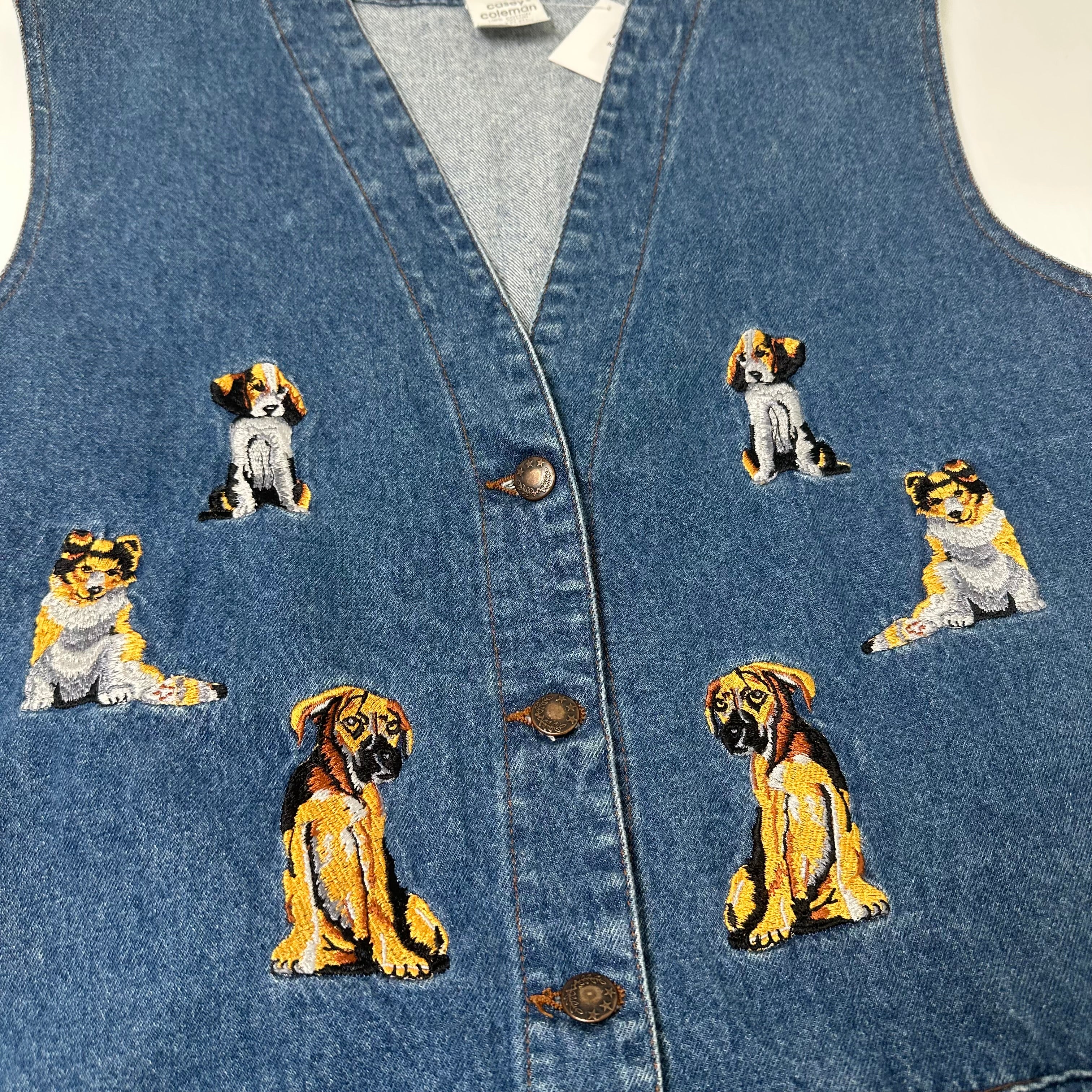 Vintage Casey Coleman Dog Denim Vest L