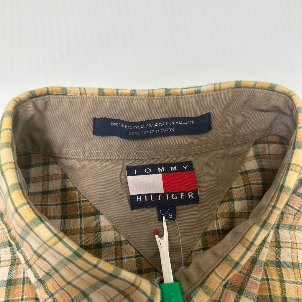 Tommy Hilfiger Plaid Short Sleeve Button Up L