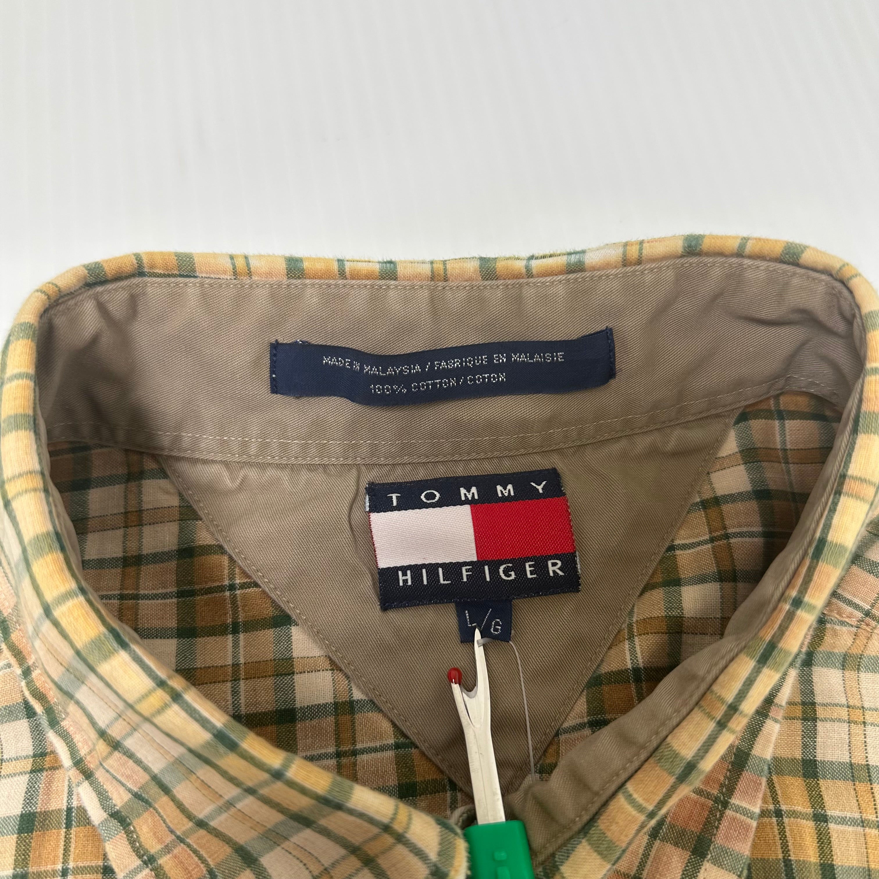 Tommy Hilfiger Plaid Short Sleeve Button Up L