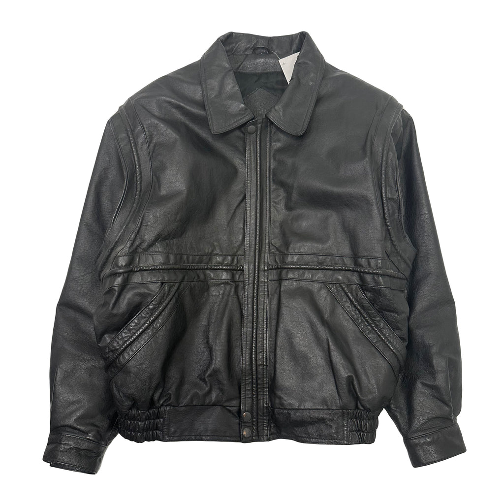 Vintage Leather Bomber Jacket L