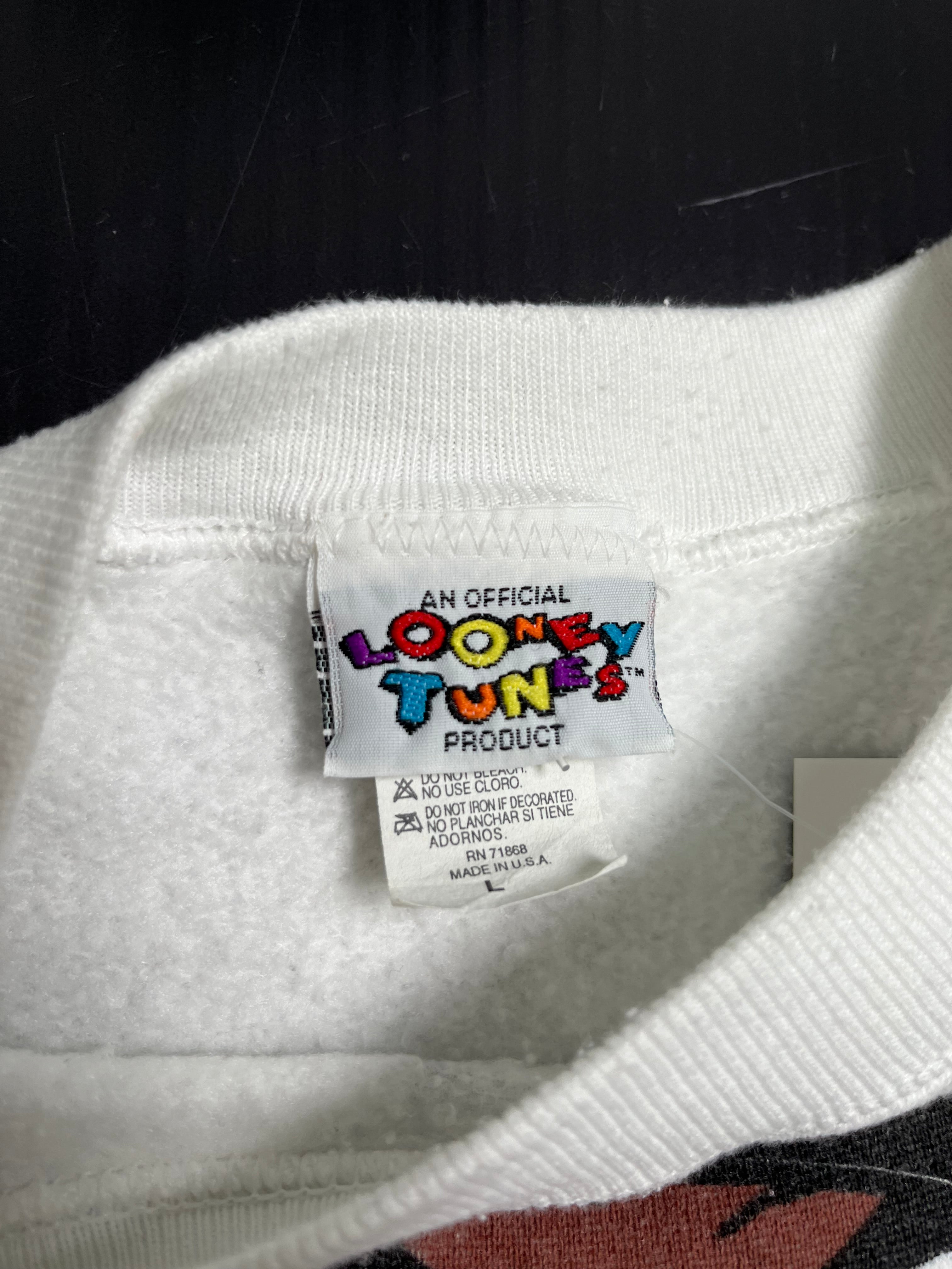 1995 Taz Looney Tunes Fast Track Biker Crewneck L