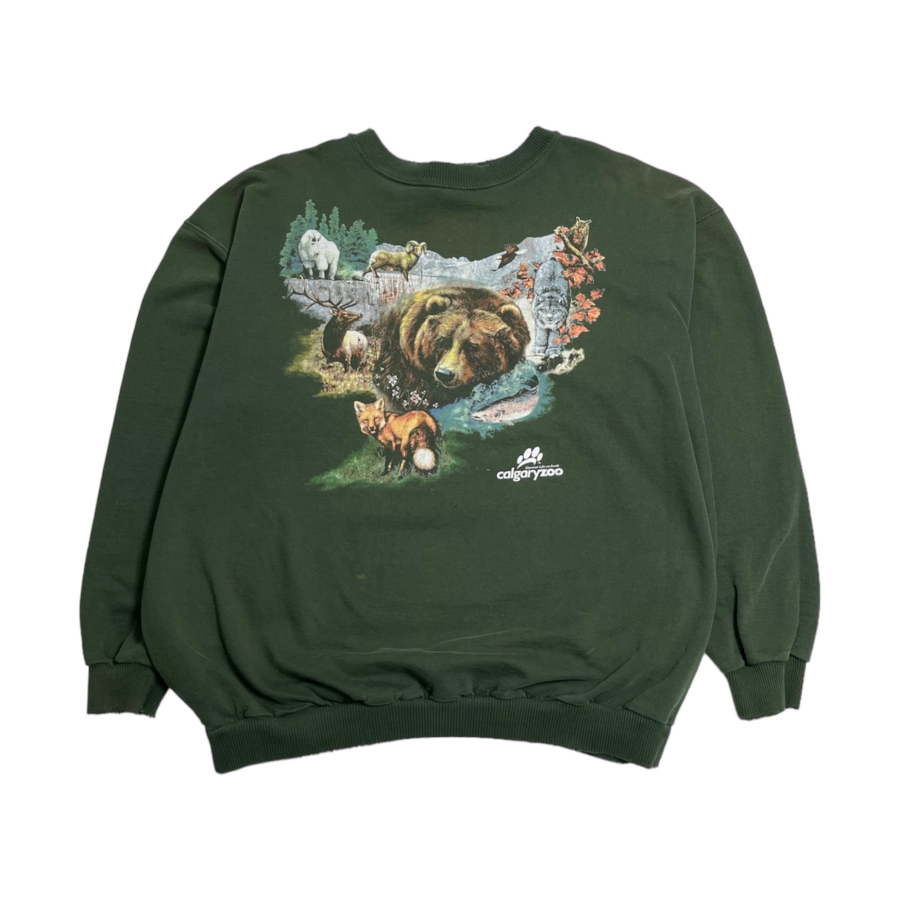 Vintage The Calgary authentic Zoo Crewneck Sweatshirt Size Xtra Large XL Canada Rare 1990s 90s Animals Habitat All Over Print Cool