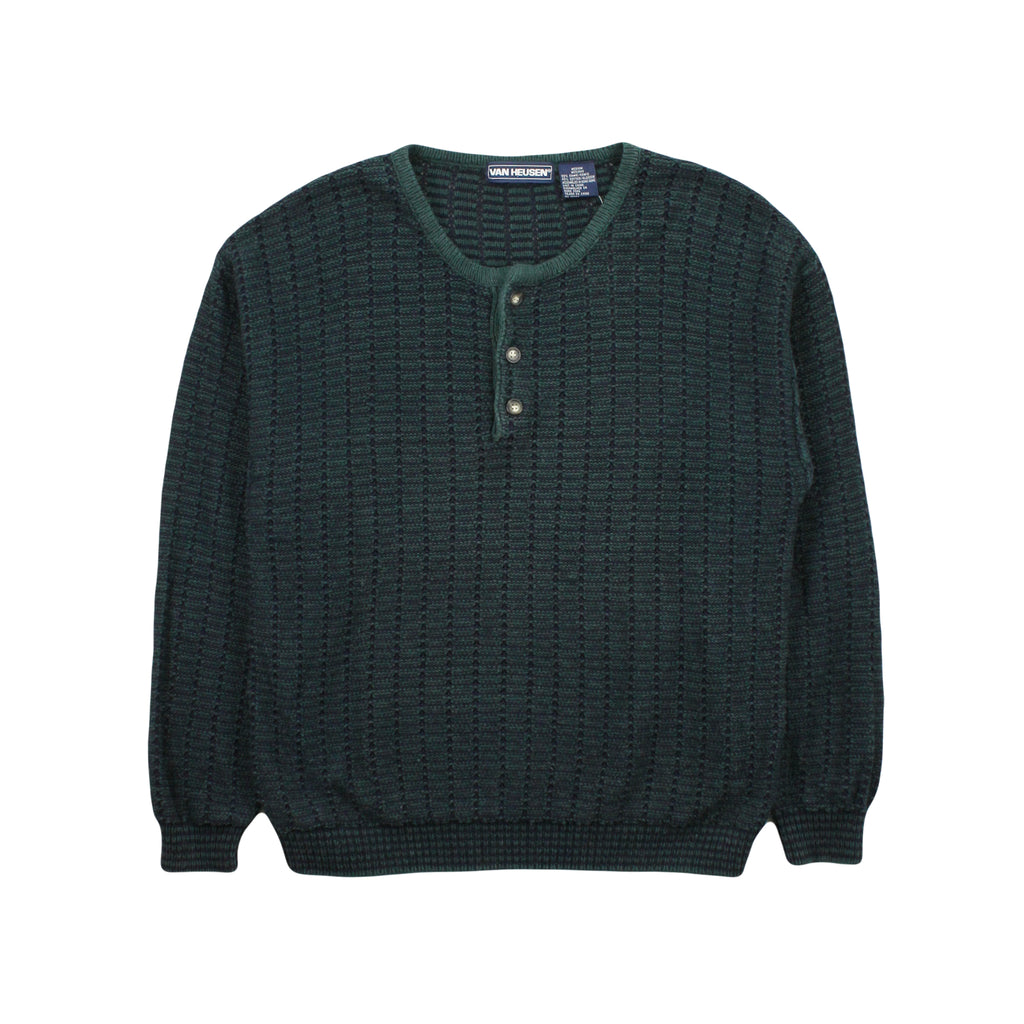 Vintage Van Heusen Pattern Henley Sweater M