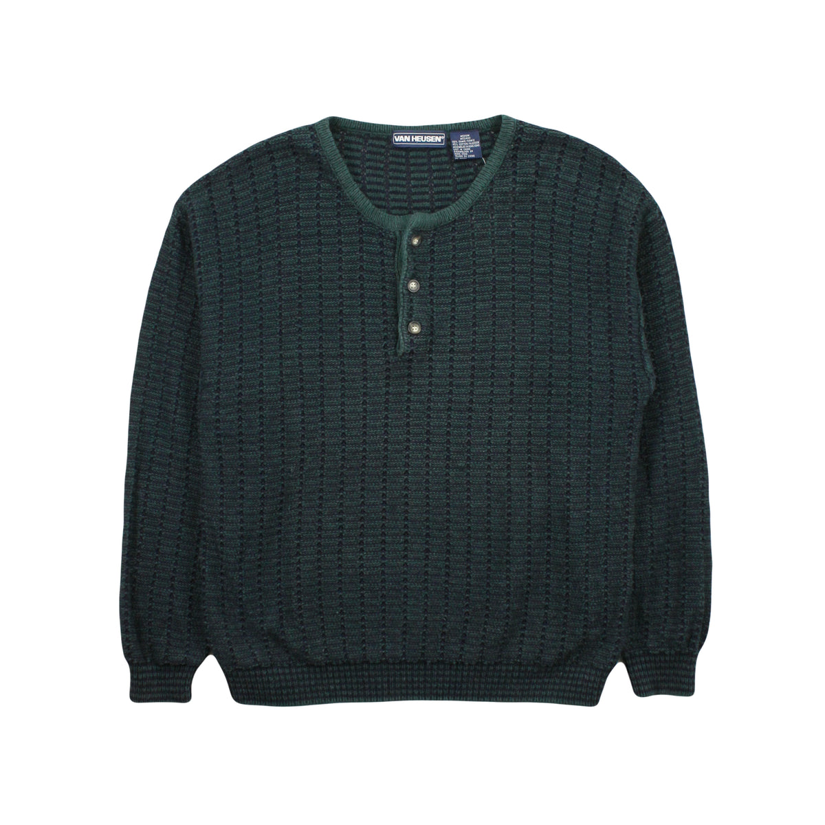 Vintage Van Heusen Pattern Henley Sweater M