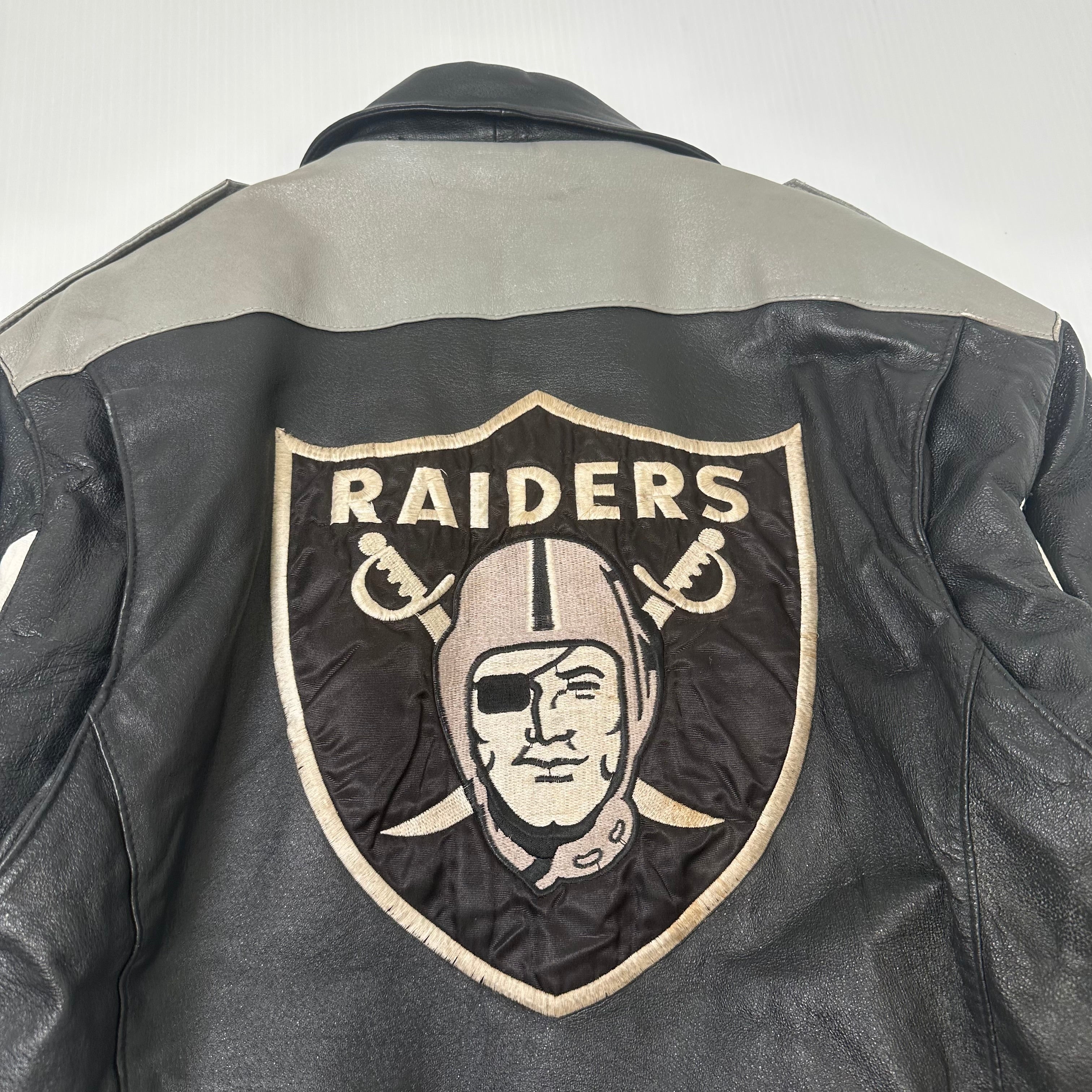 Vintage Pro Player Oakland Raiders Leather Moto NFL Jacket M