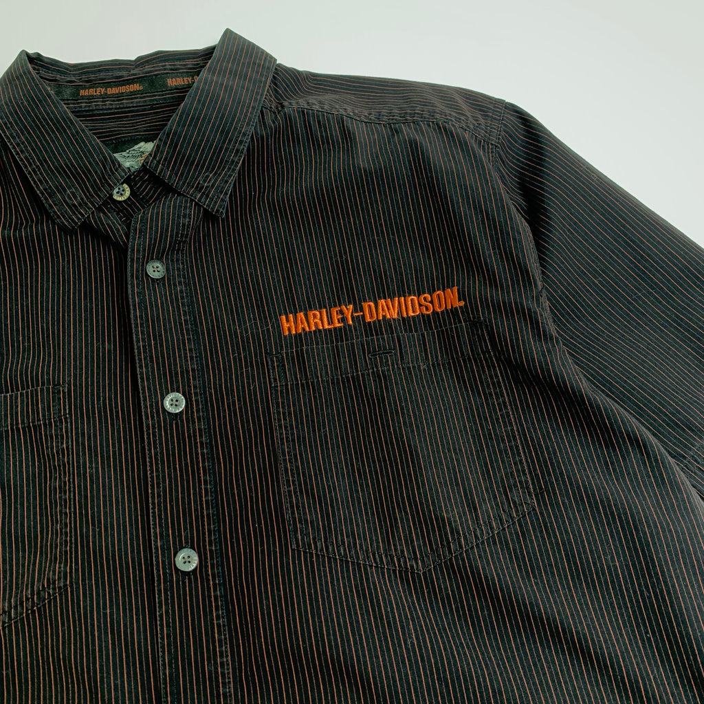 Harley Davidson Pre-Luxe Striped Short Sleeve Button Up Shirt XL