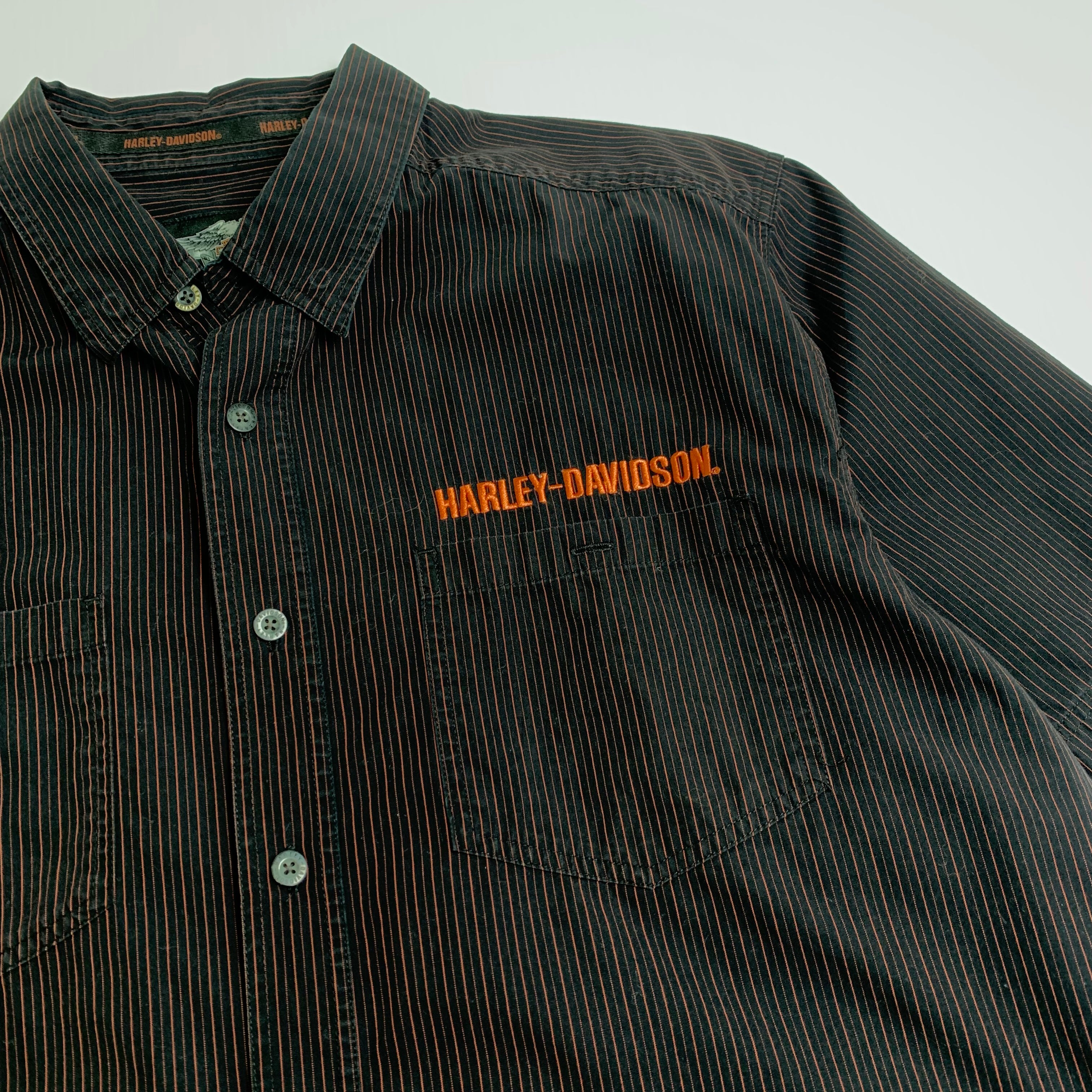Harley Davidson Pre-Luxe Striped Short Sleeve Button Up Shirt XL