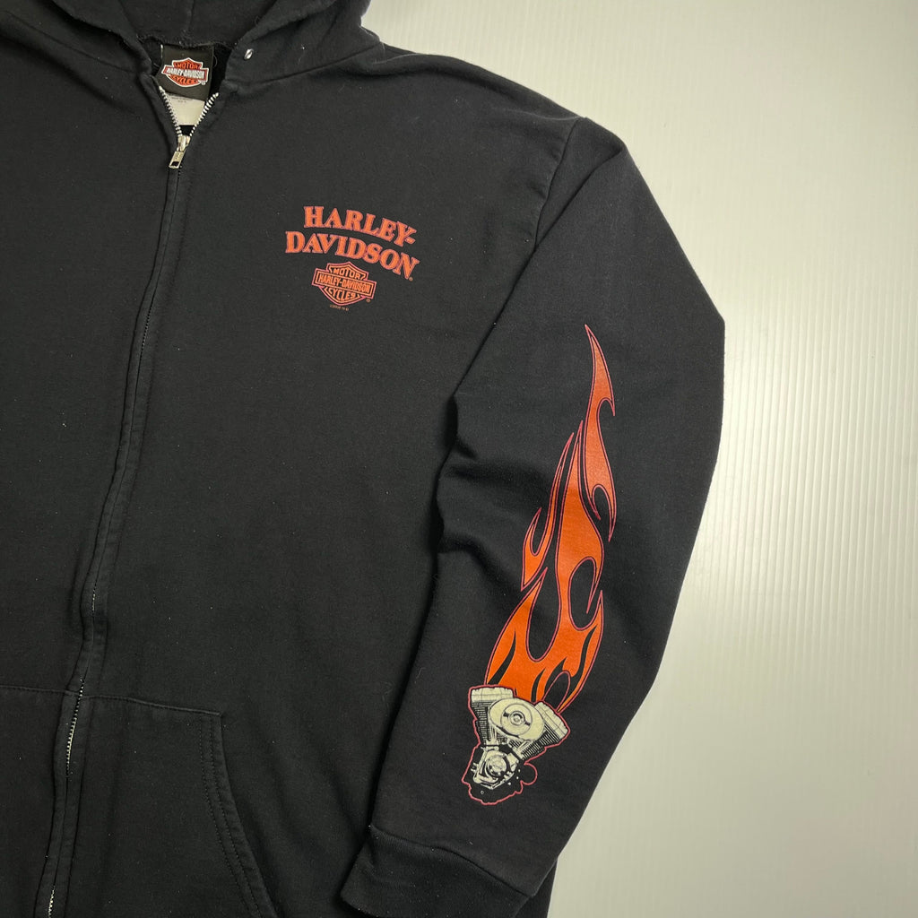 Vintage Harley Davidson California Flames Zip Hoodie XL