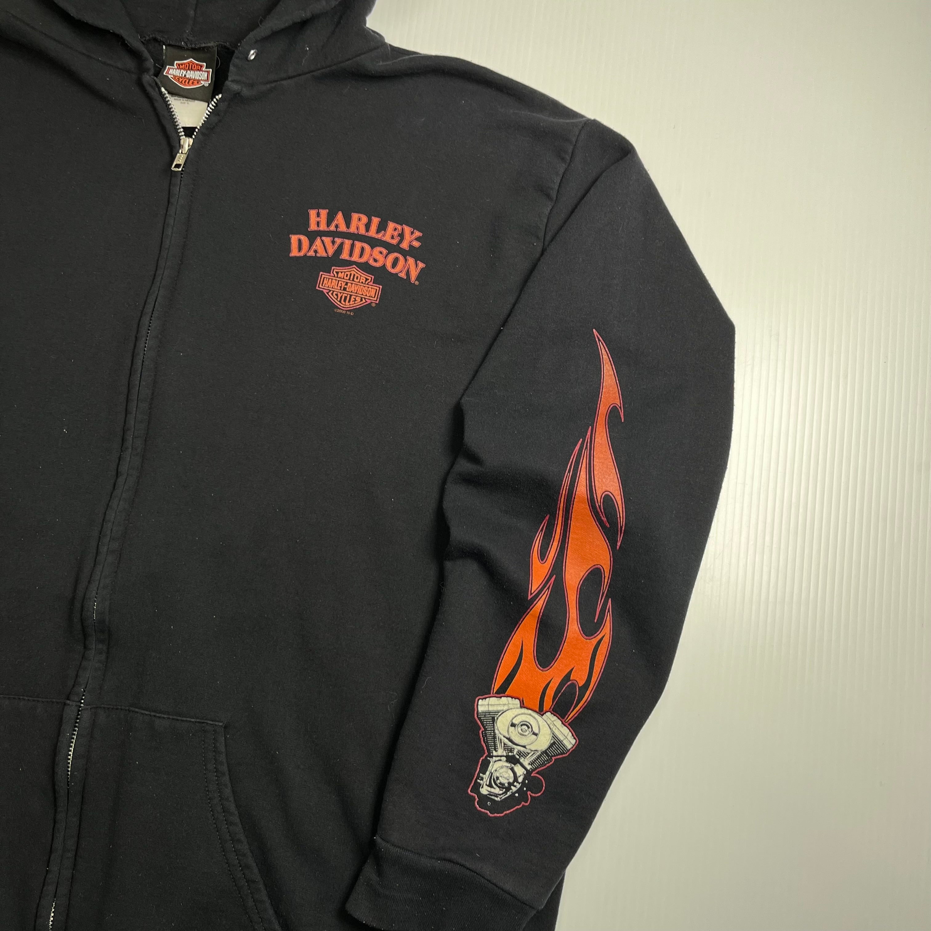 Vintage Harley Davidson California Flames Zip Hoodie XL