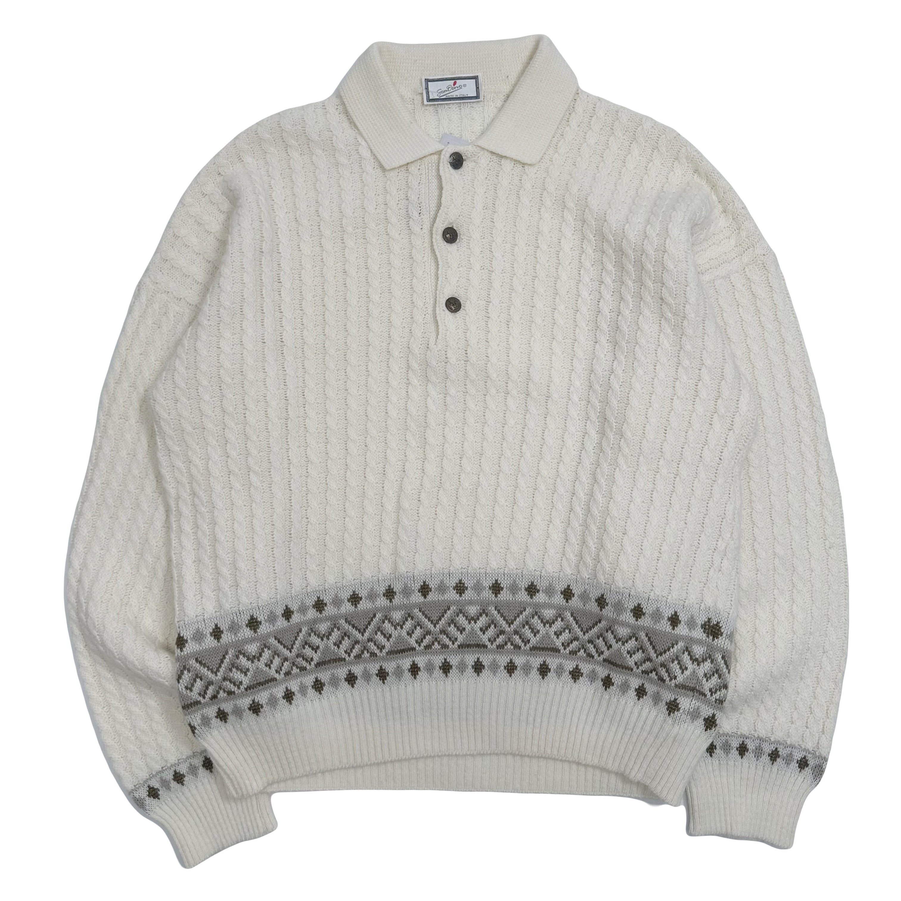 Vintage San Dino Henley Knit Sweater M