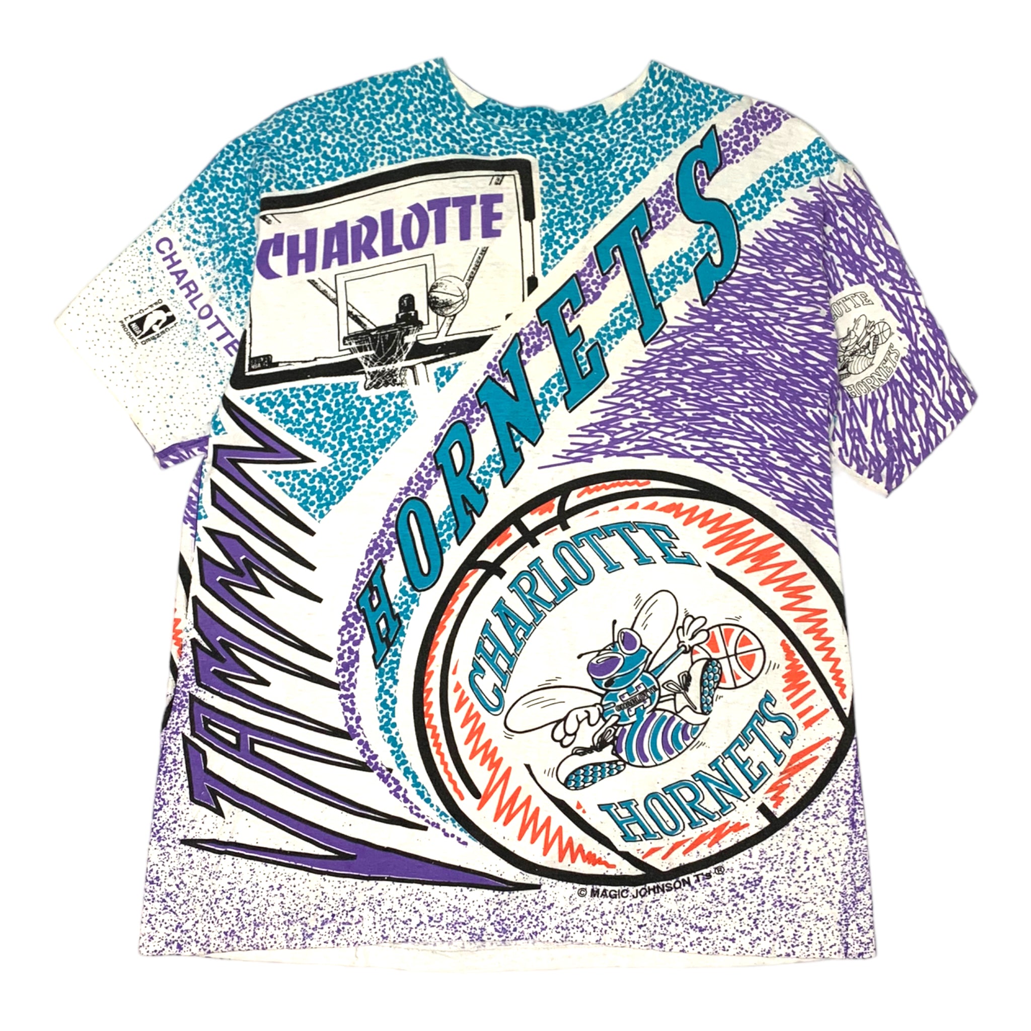 90's Charlotte Hornets AOP Tee L