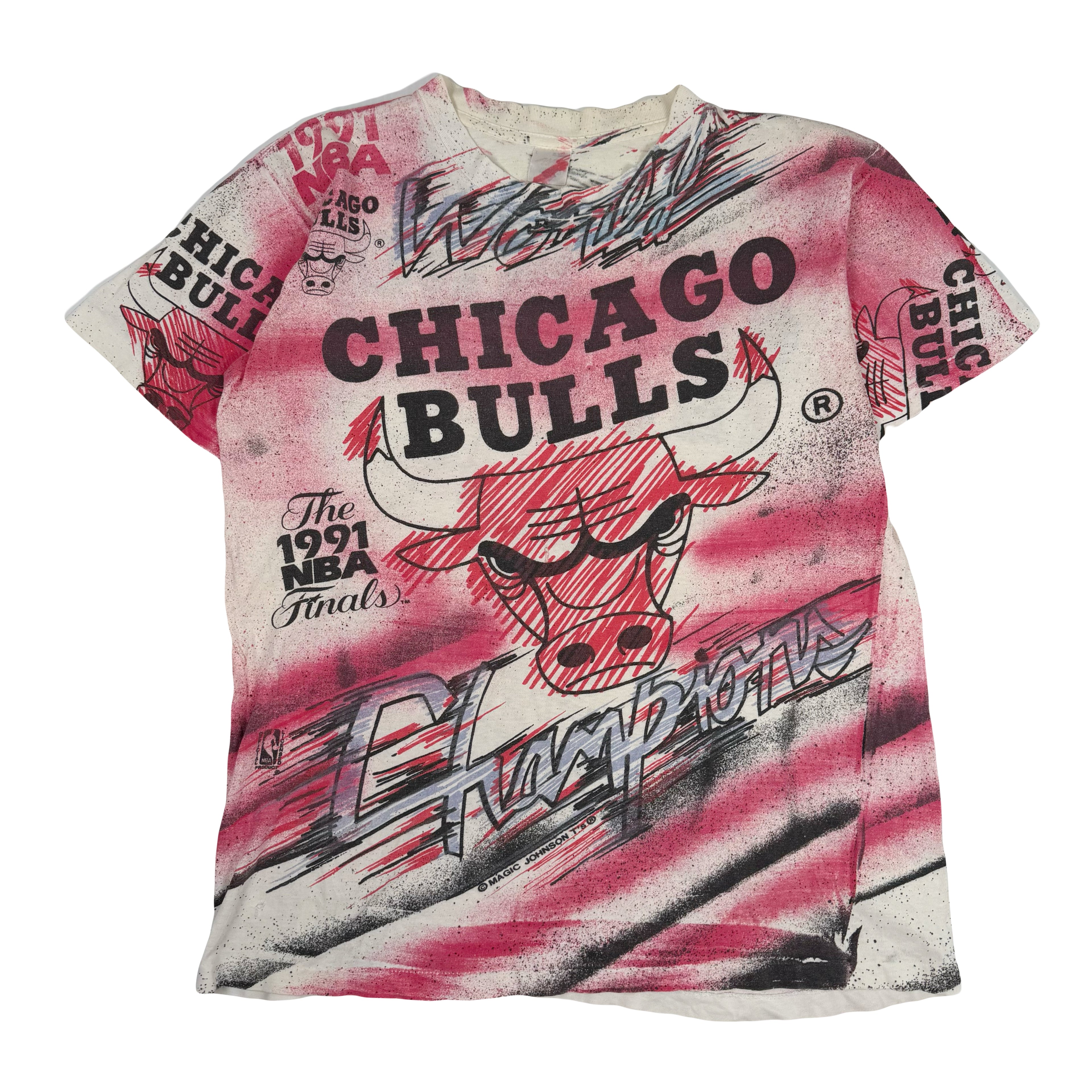 90s Magic Johnson T's Chicago Bulls AOP Tee L