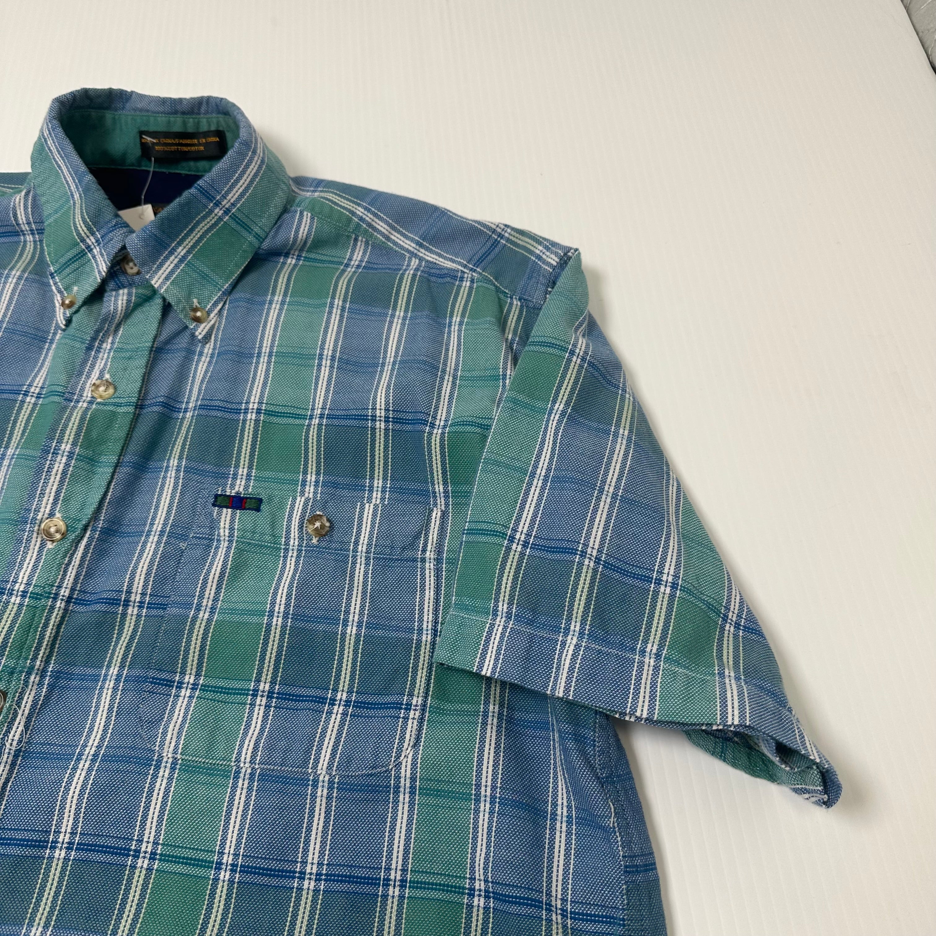Vintage Alexander Julian Plaid Short Sleeve Button Up M