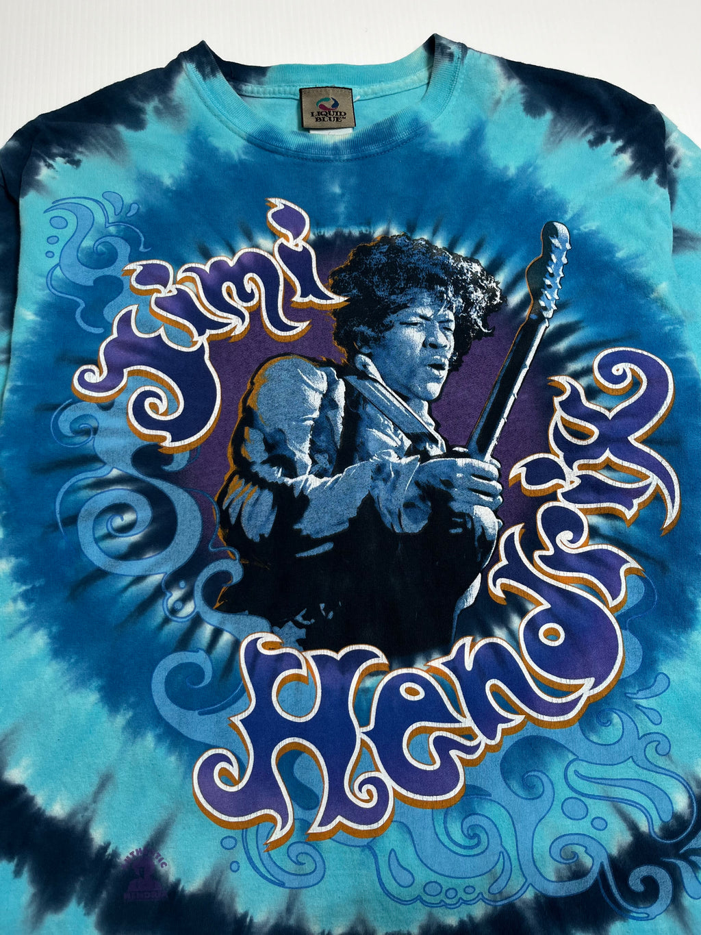 Vintage Jimi Hendrix Tie Dye Liquid Blue L