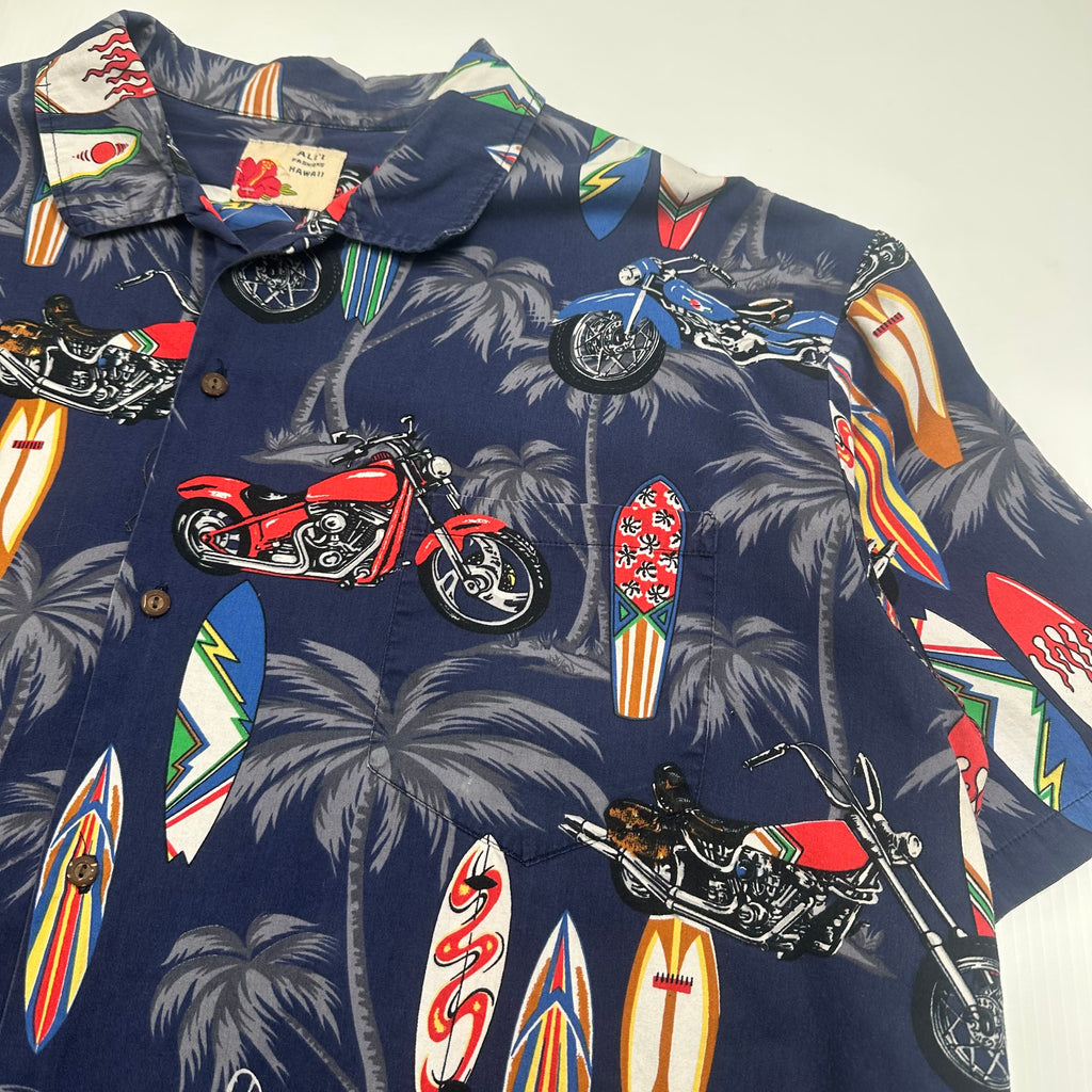 Vintage Surf Motorcycle AOP Short Sleeve Button Up Shirt XXL