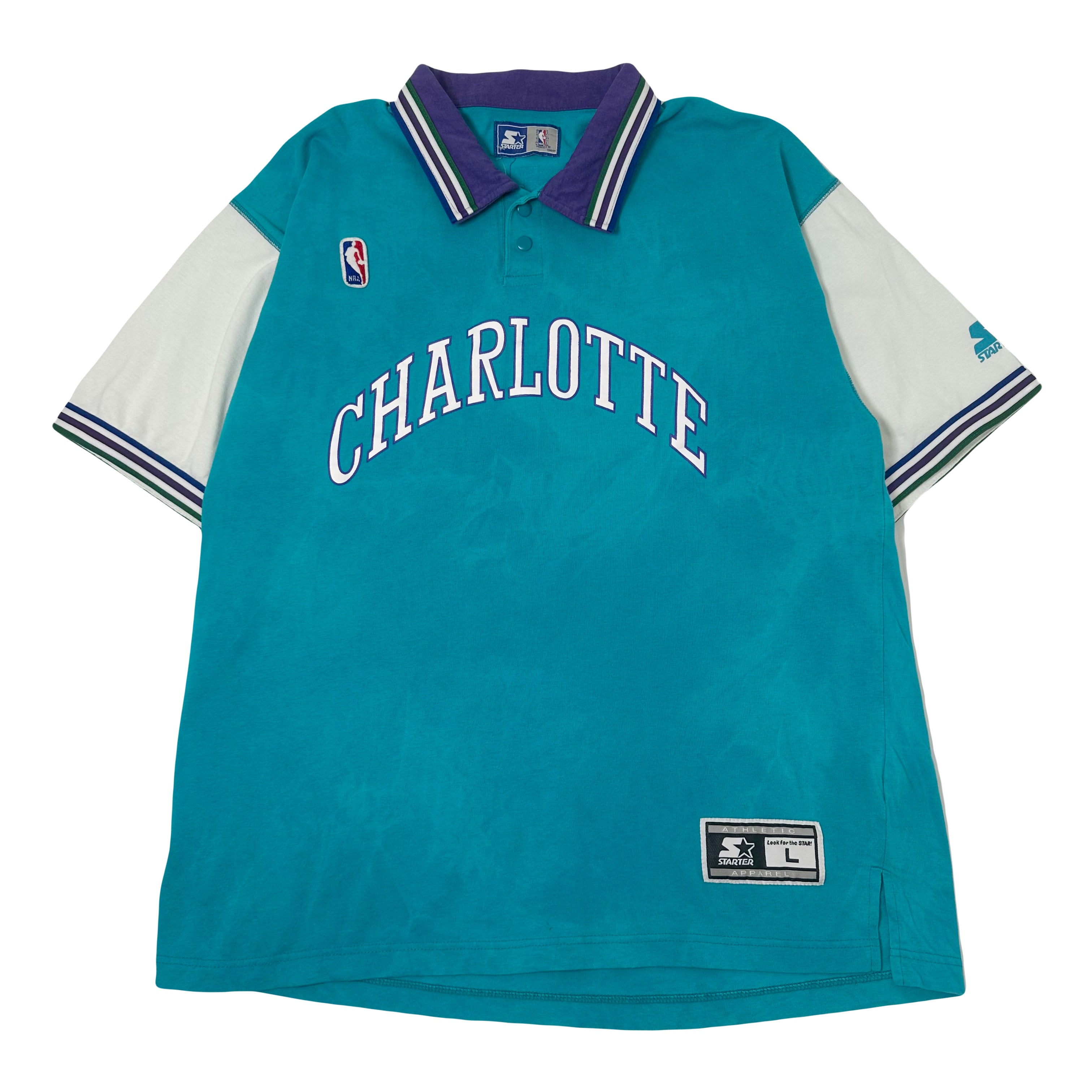 Vintage Starter Charlotte Hornets NBA Warm-Up Polo Shirt L