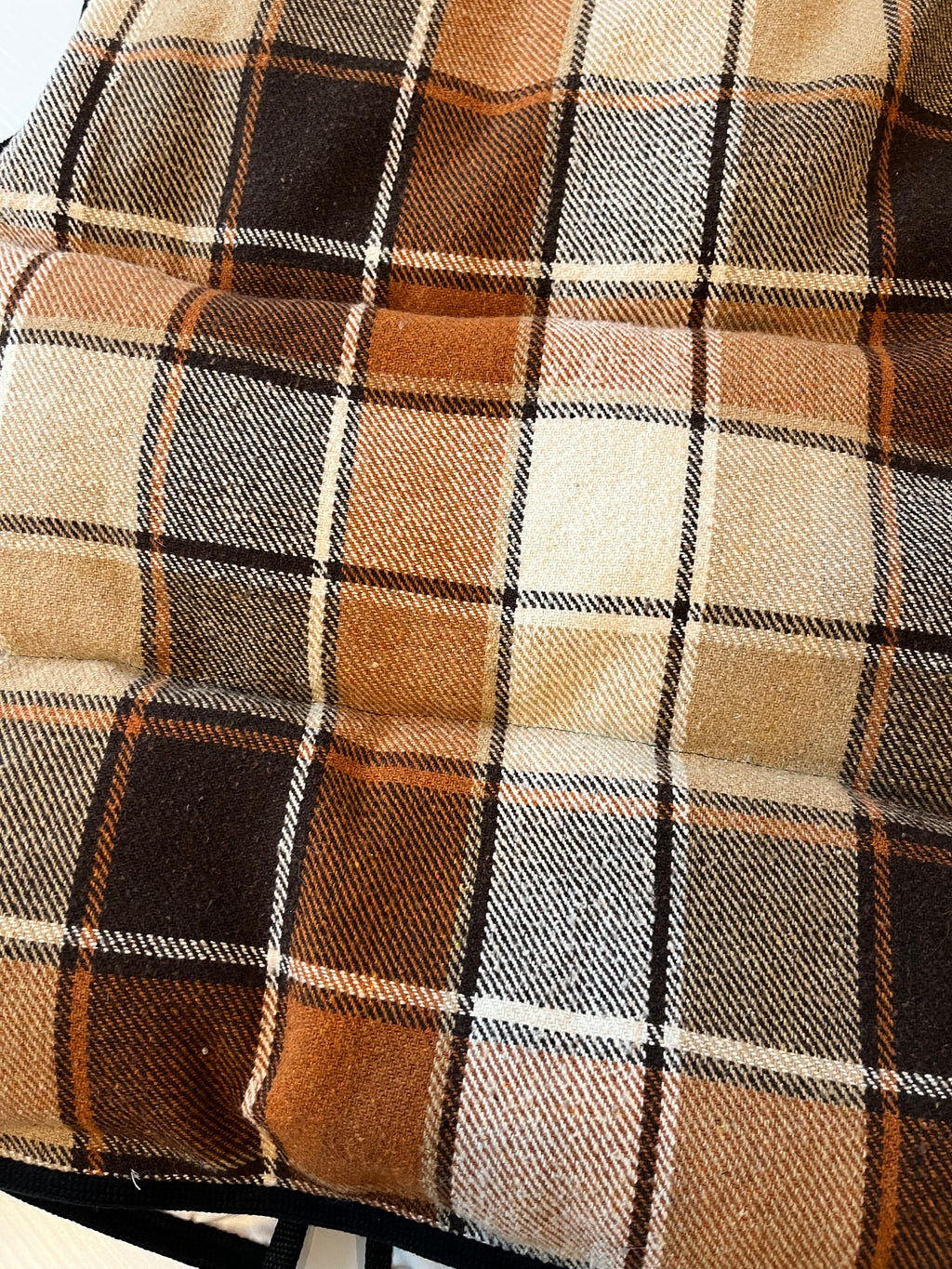 Rework Wool Plaid Puffer Vest S