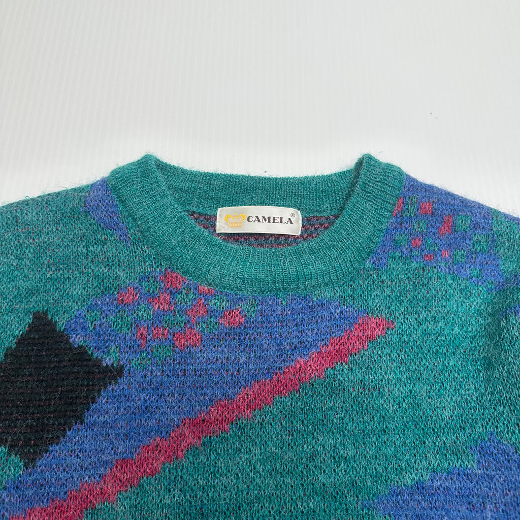Vintage Camela Abstract Patterned Knit Sweater S