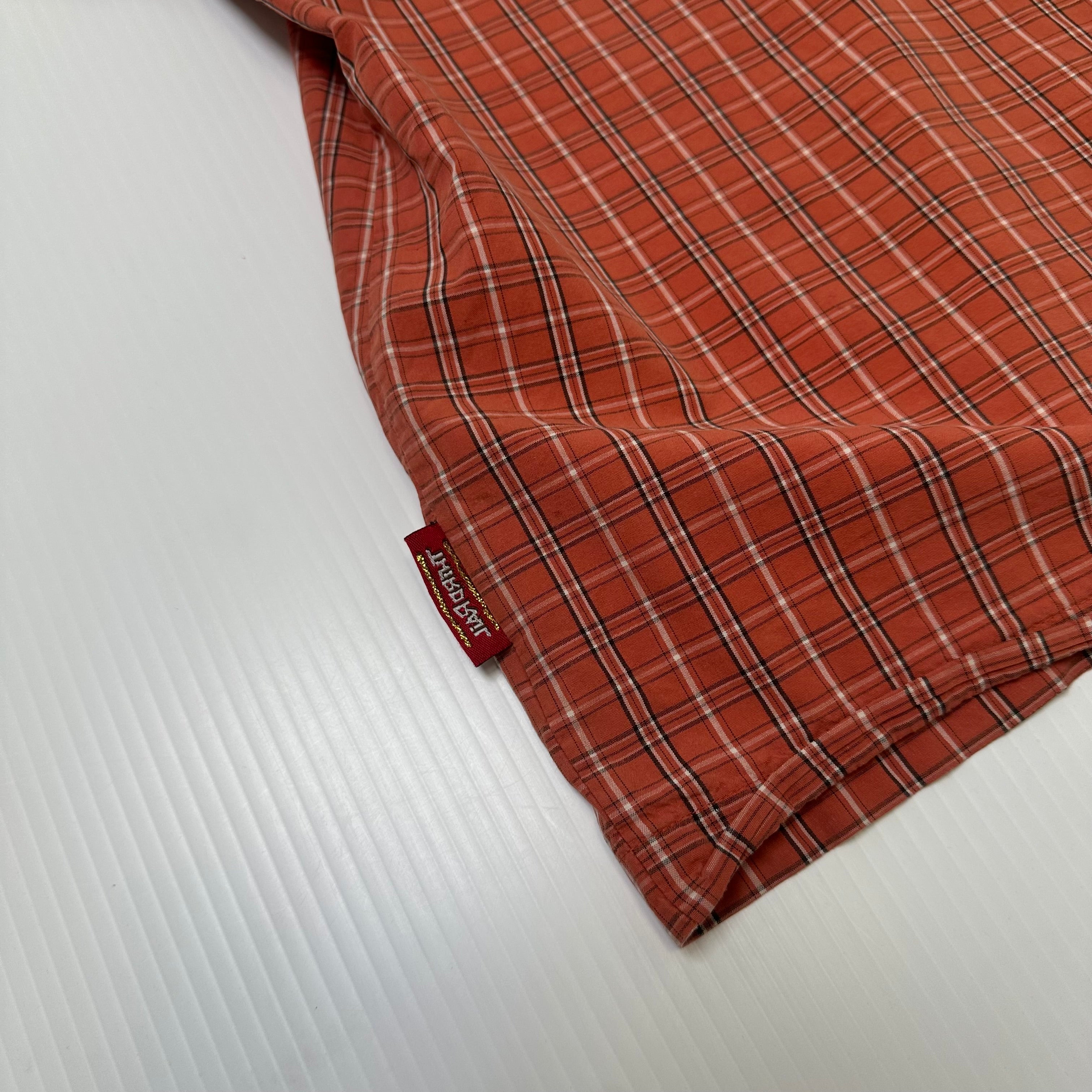 Y2K Third Rail Crown Graphic Plaid Short Sleeve Button Up Cropped XL