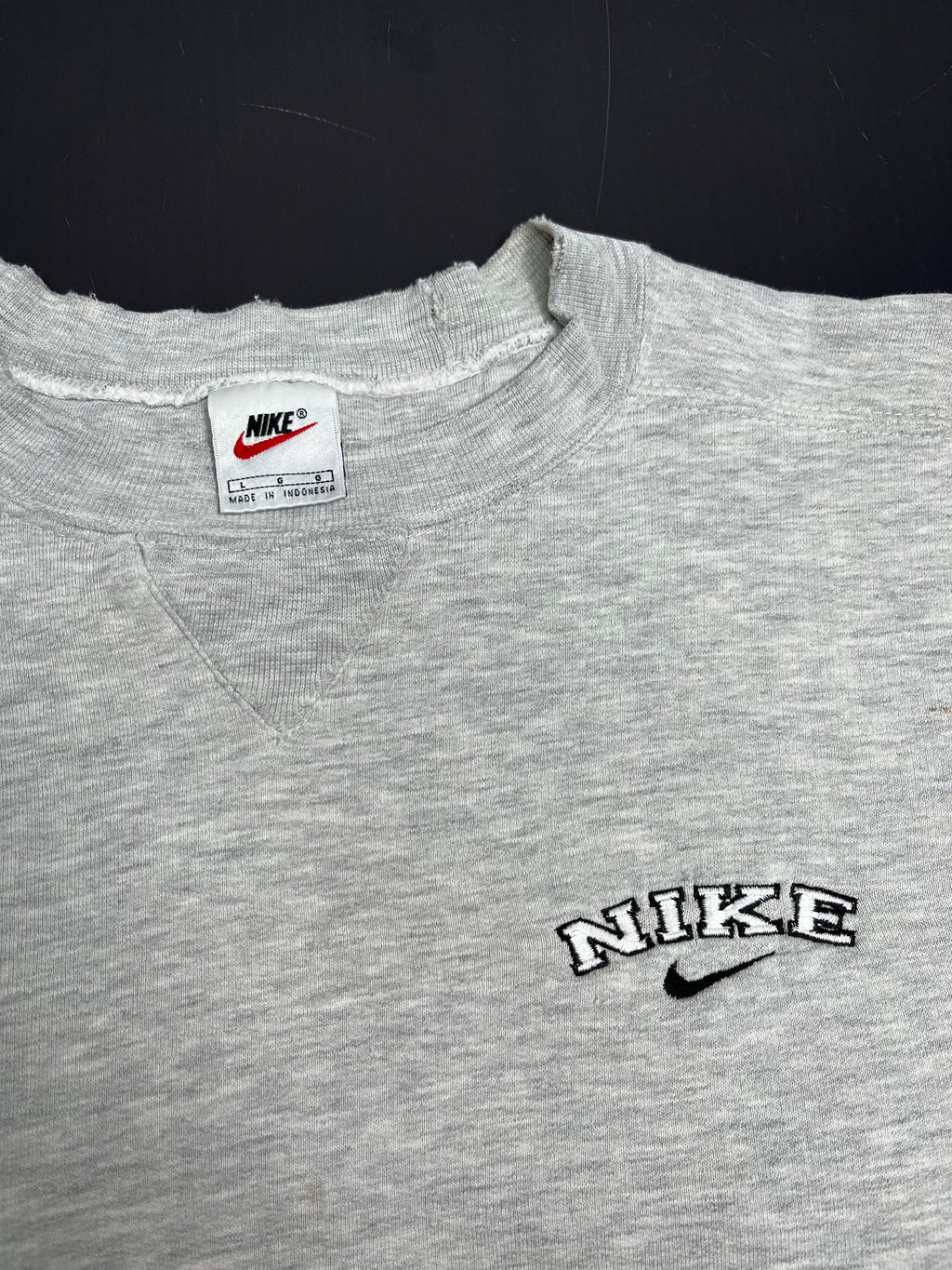 90s Nike Grey Spellout Crewneck L